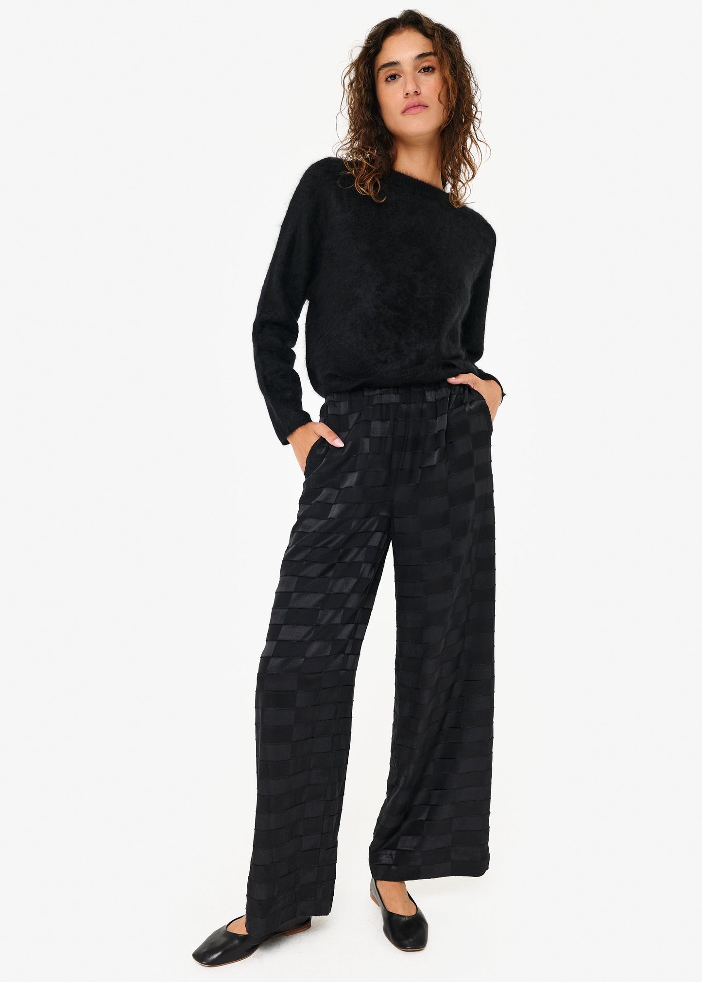 Pantalon large Medina Burnout noir