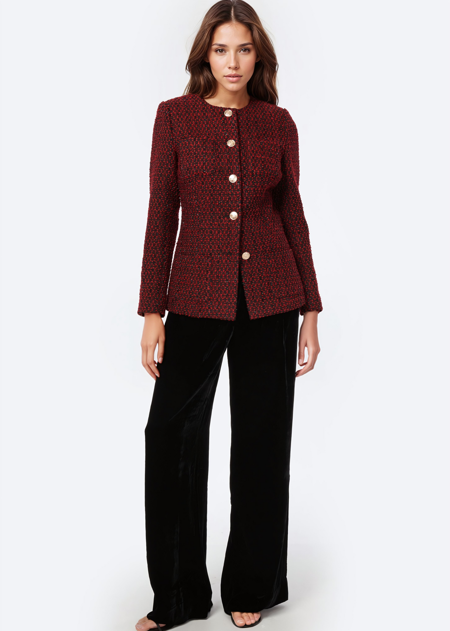 Veste en tweed métallisé Wrenley en tweed rouge