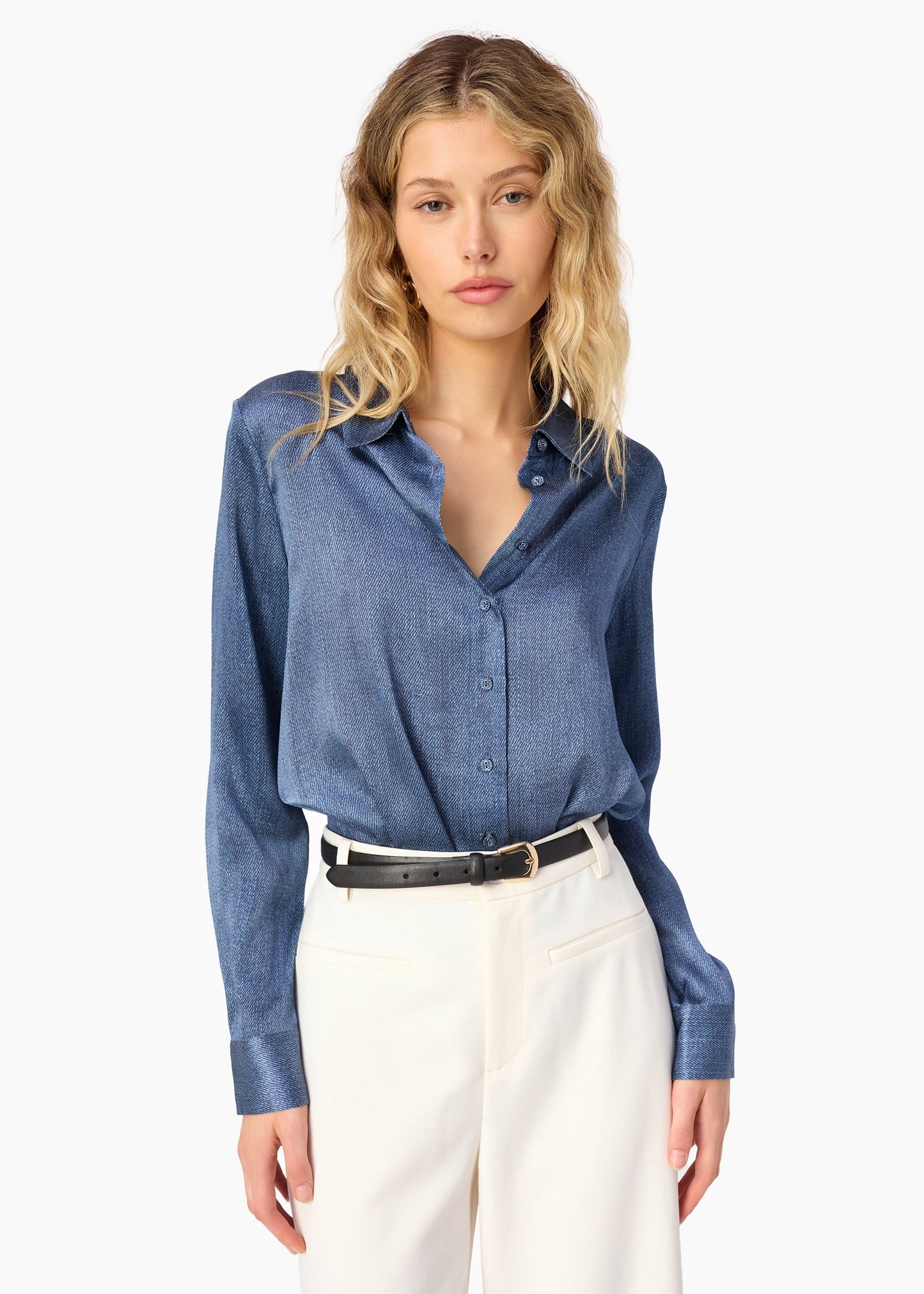 Chemisier en soie Crosby en denim brut