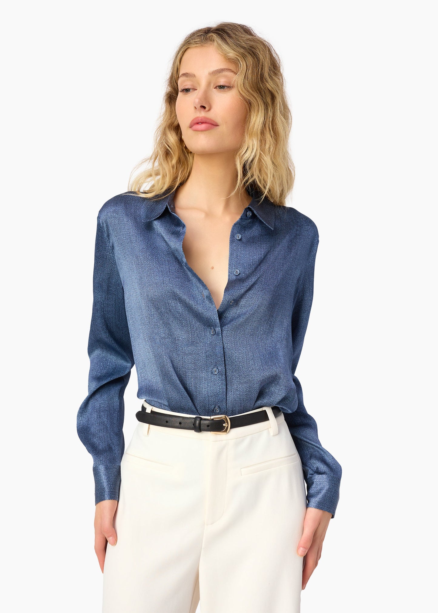 Chemisier en soie Crosby en denim brut