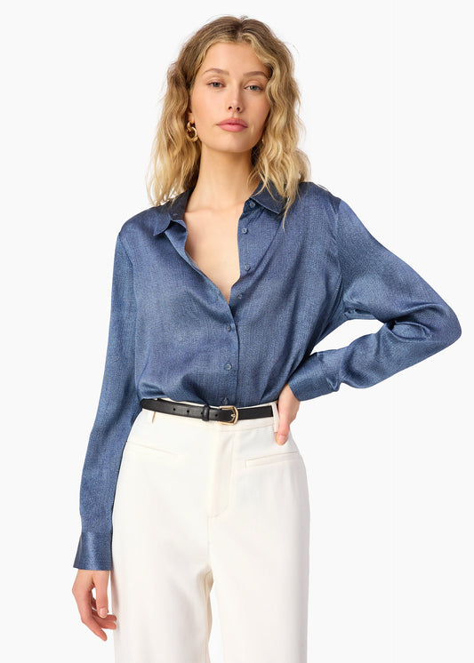 Chemisier en soie Crosby en denim brut