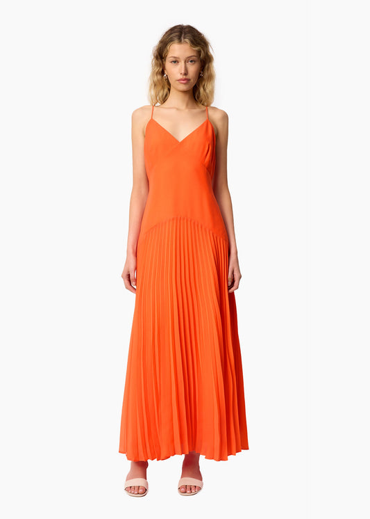 Robe plissée en mousseline de soie Jennelyn Clémentine