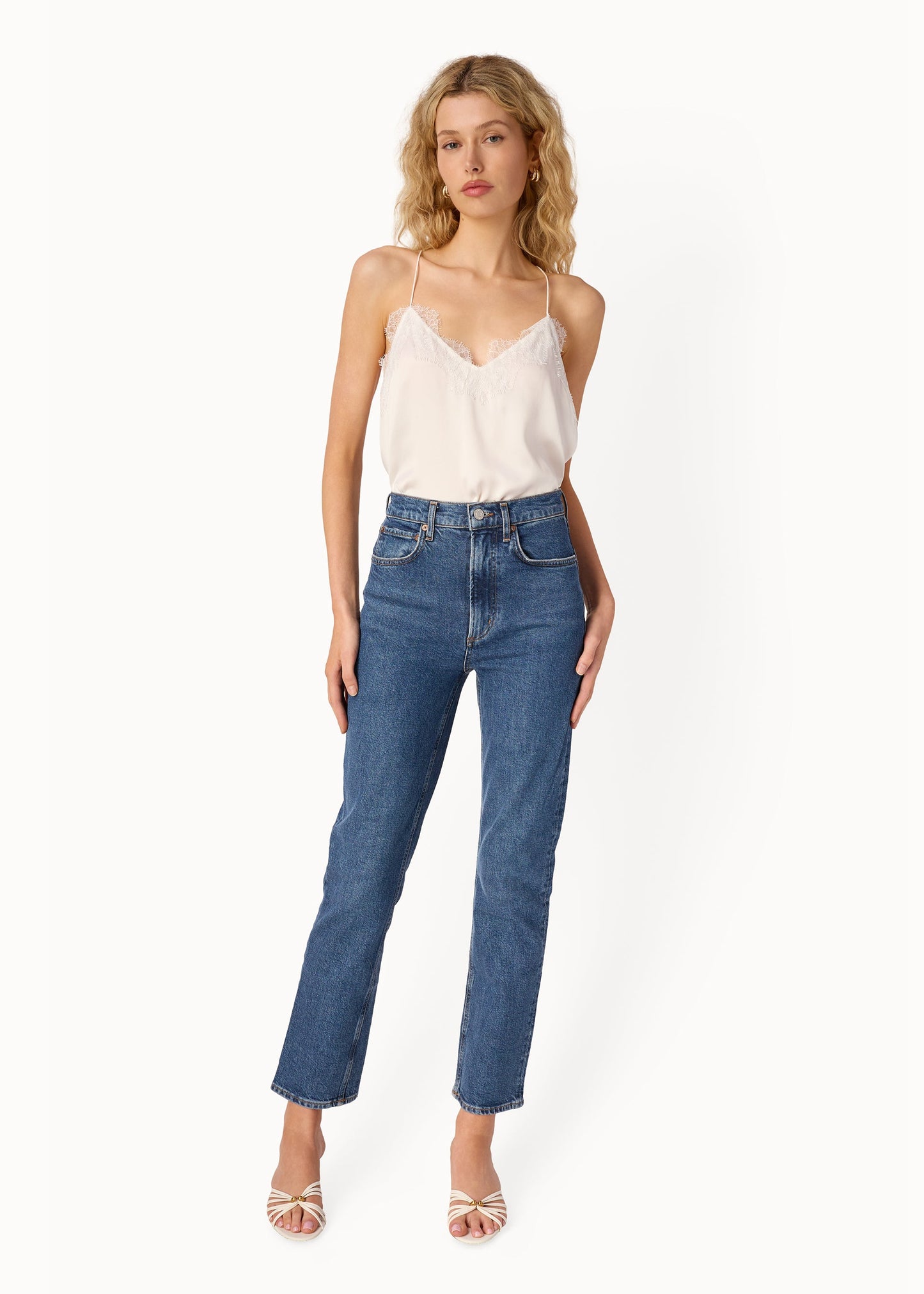 Camisole Racer Charmeuse Blanc