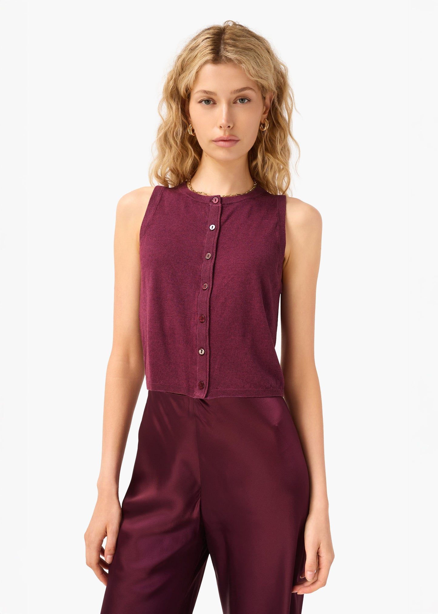 Gilet pull en soie et cachemire Dia Mûre