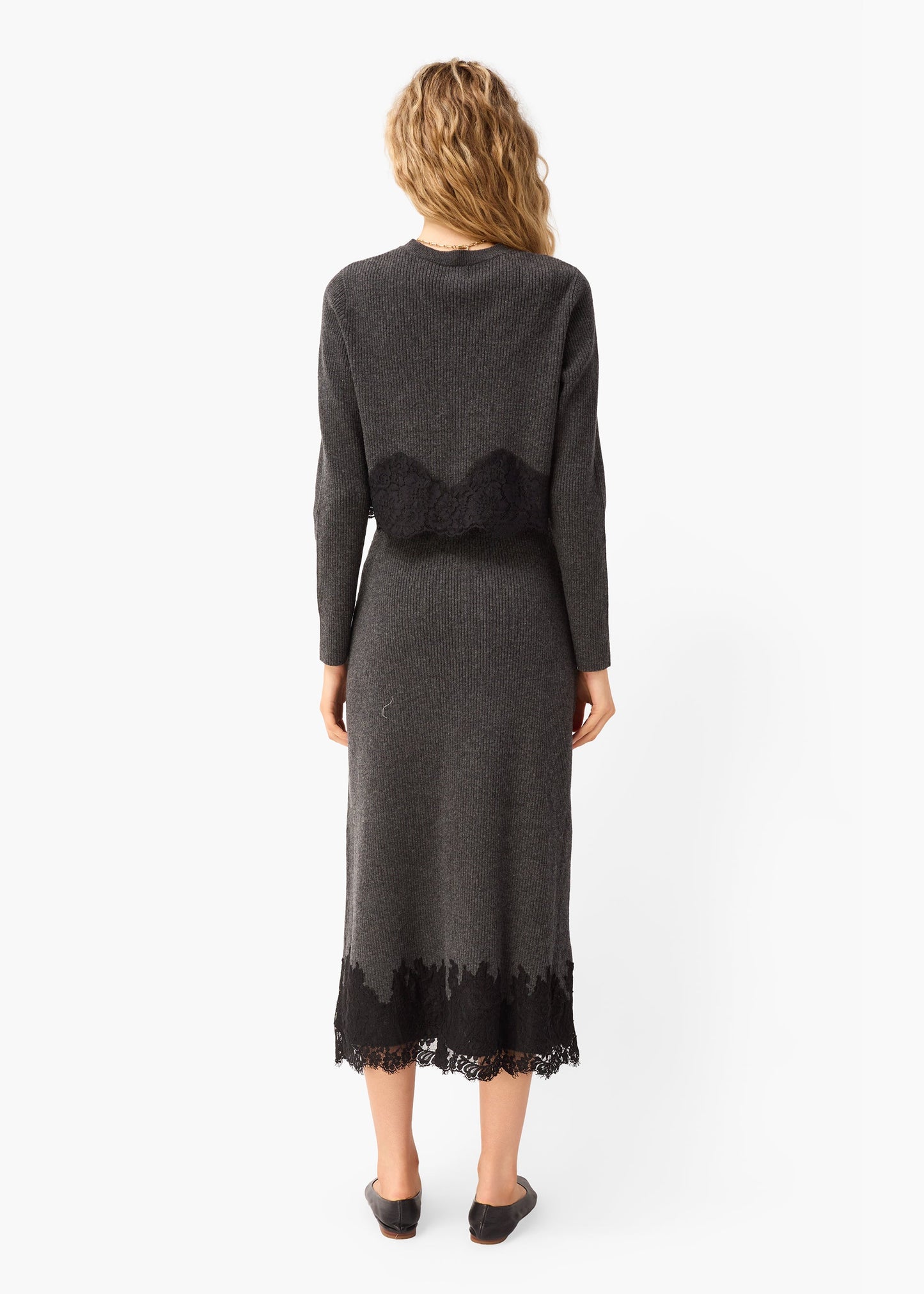 Cardigan court en maille Roxie Carbone