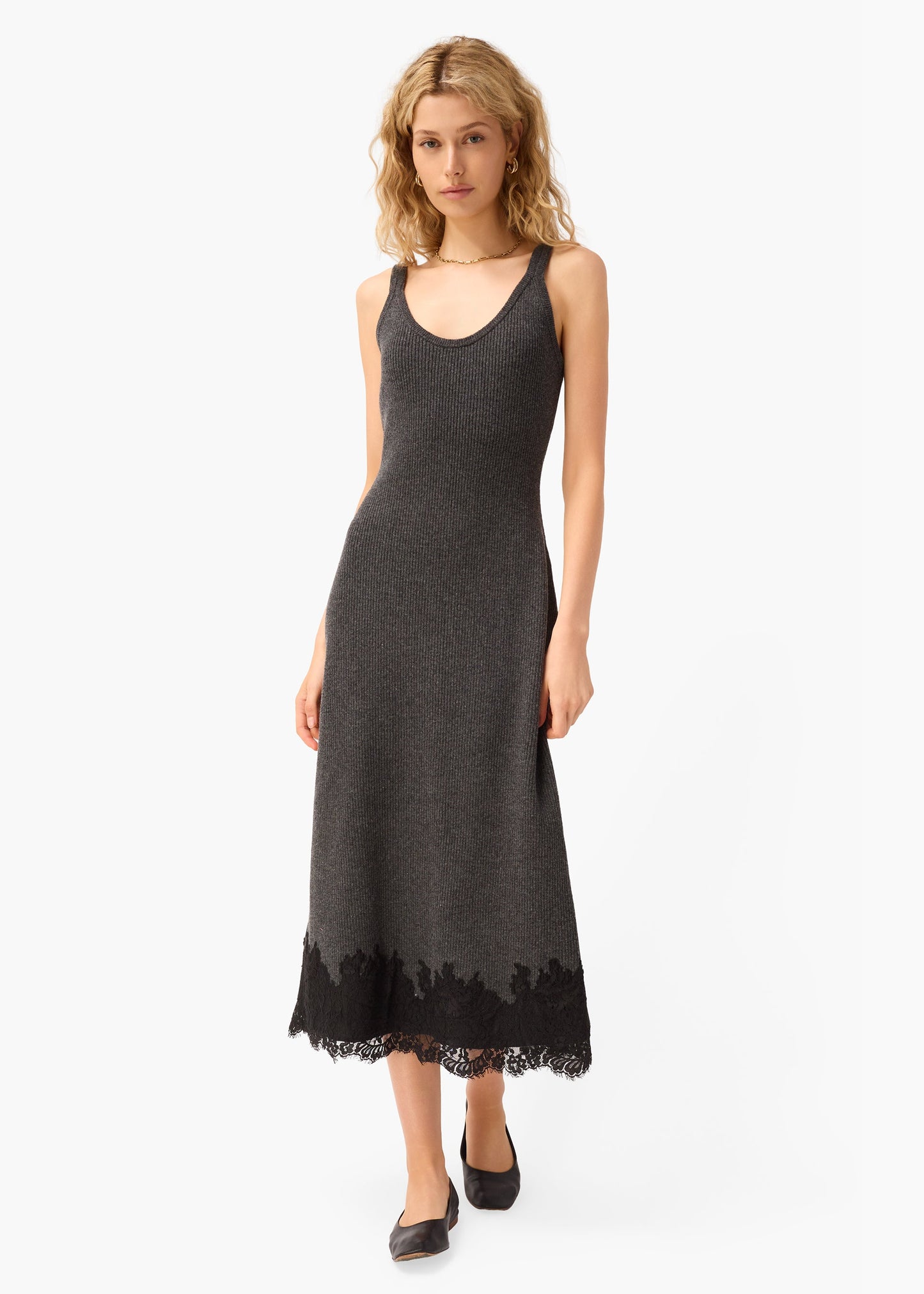 Robe midi en tricot Una Carbone