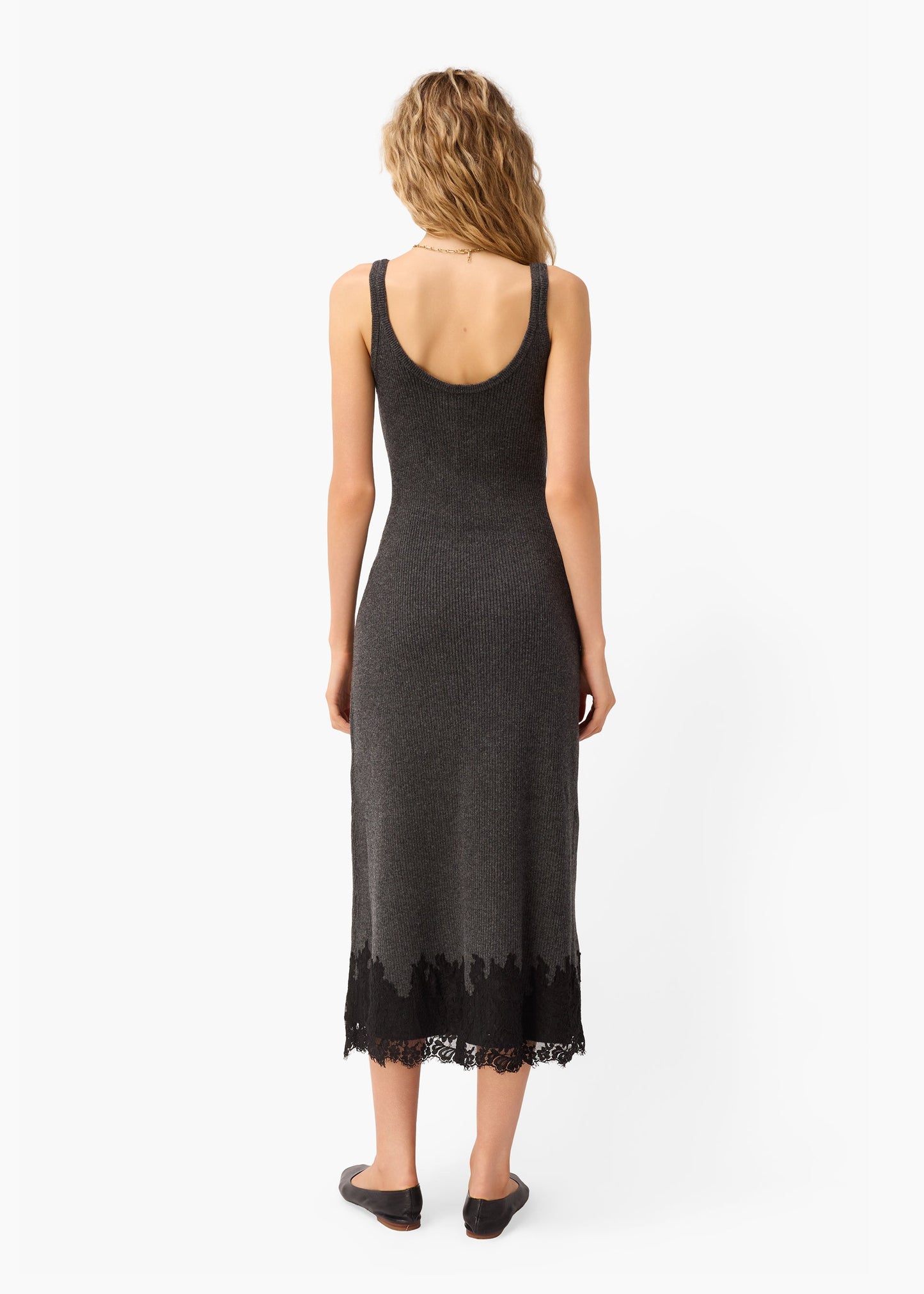Robe midi en tricot Una Carbone