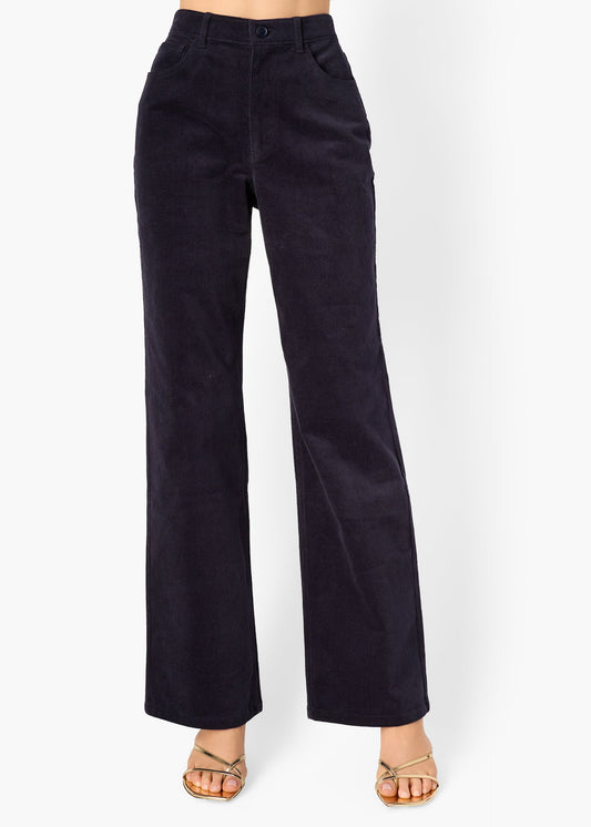 Pantalon en velours côtelé Zenobia bleu marine