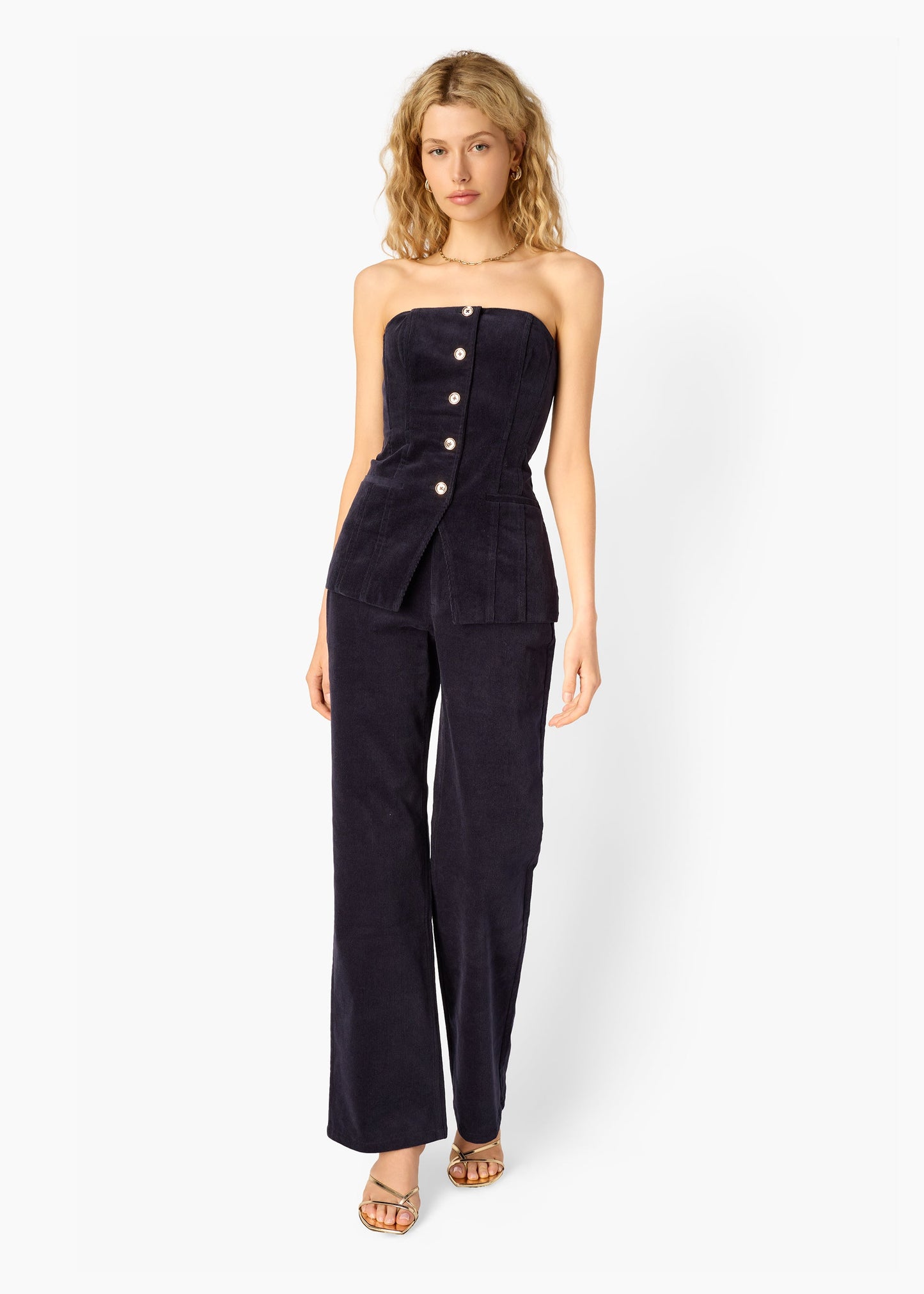 Pantalon en velours côtelé Zenobia bleu marine
