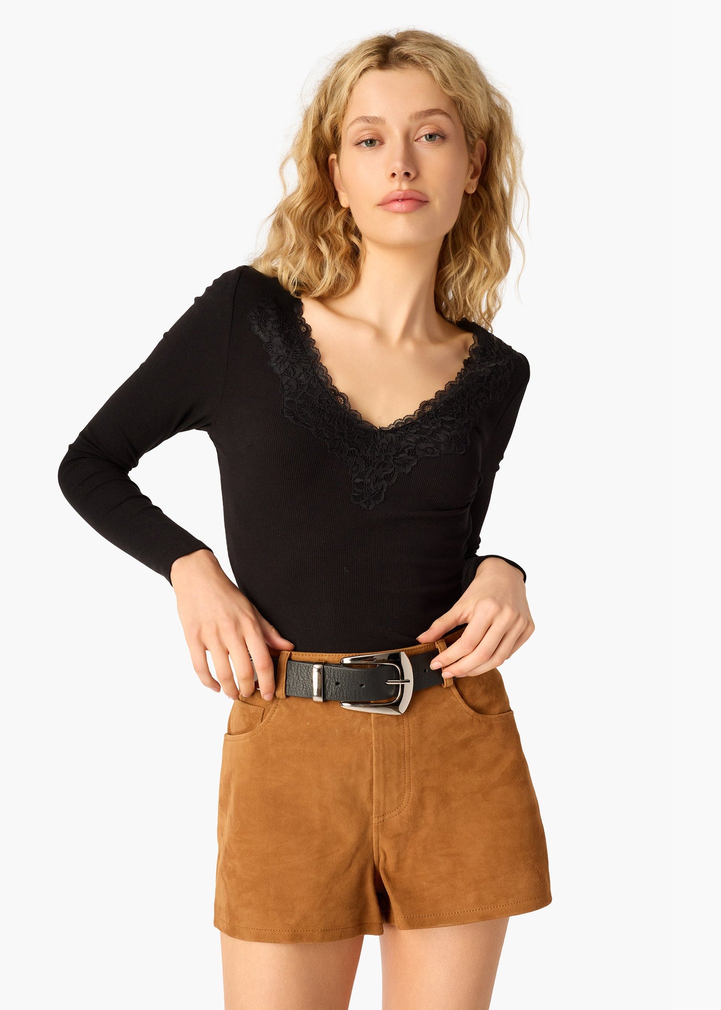 Short Travis en daim cognac