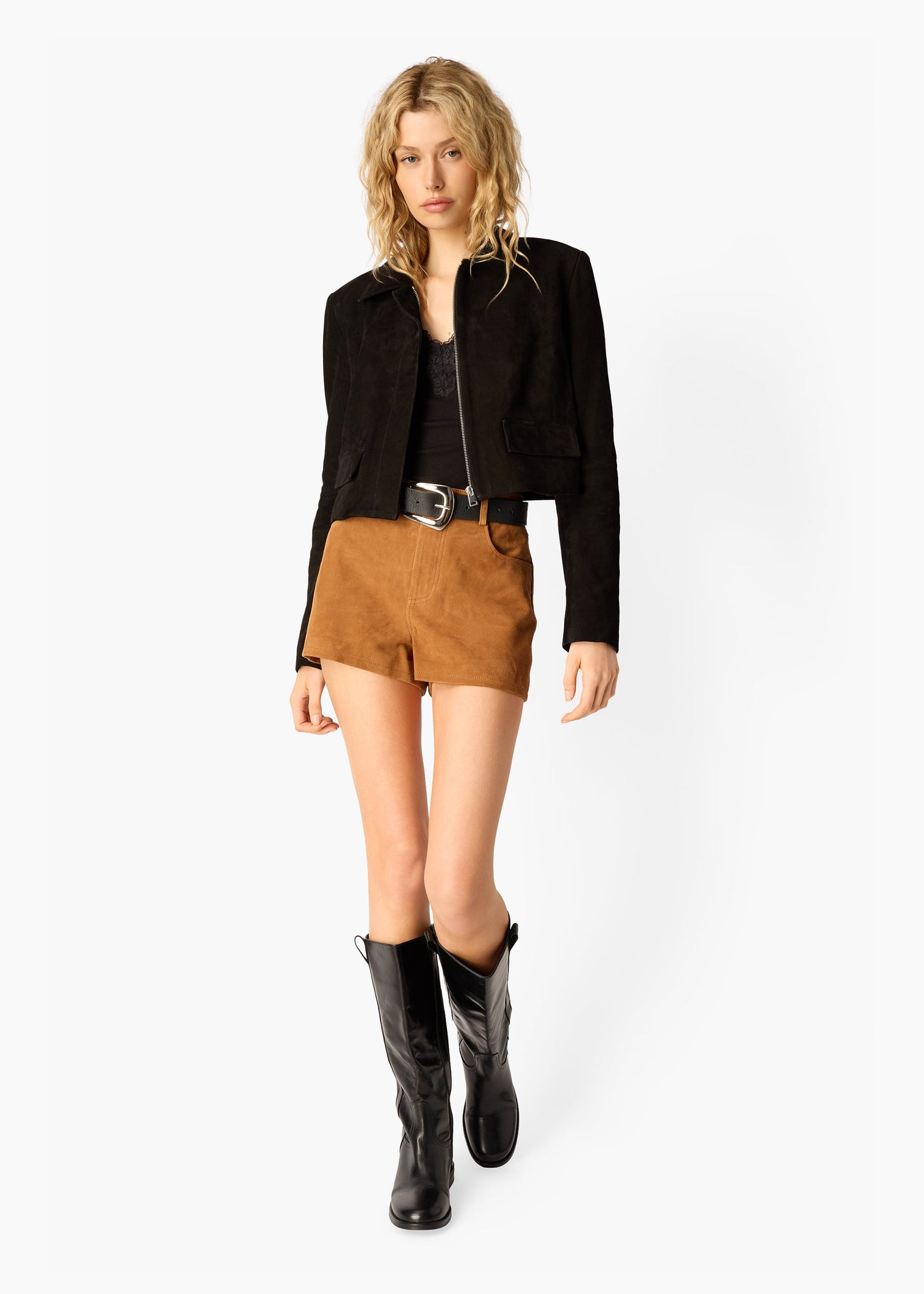 Short Travis en daim cognac