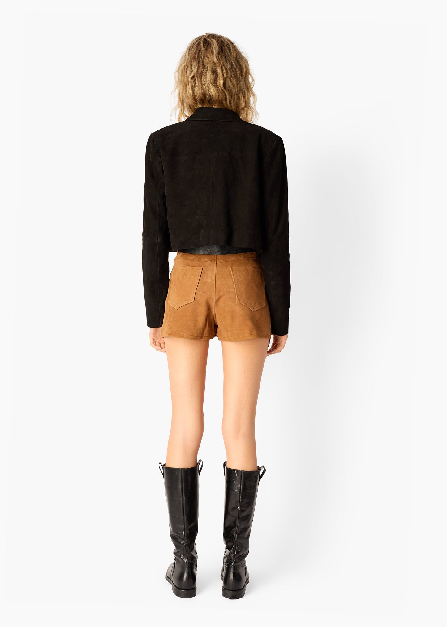 Veste courte en daim Sullivan noire