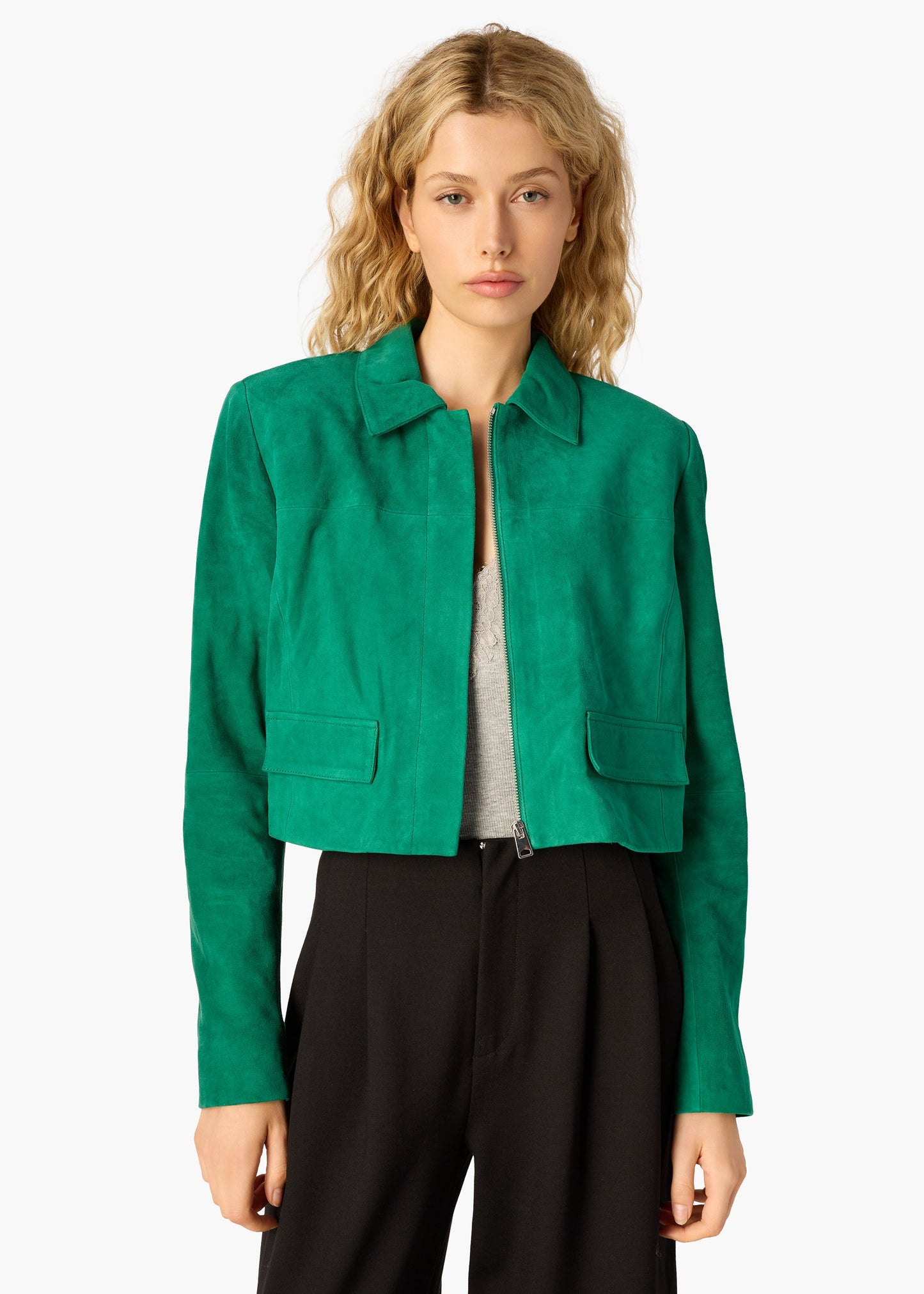 Veste courte en daim Sullivan Verdant