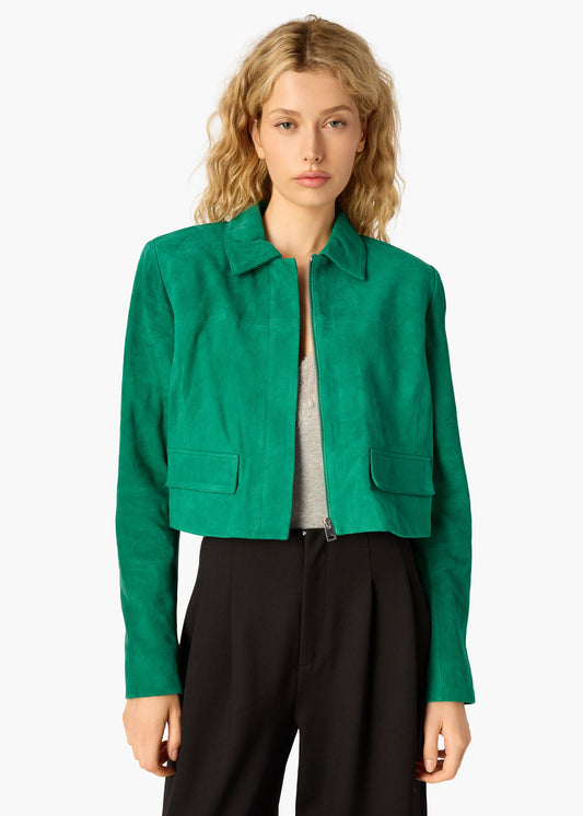 Veste courte en daim Sullivan Verdant