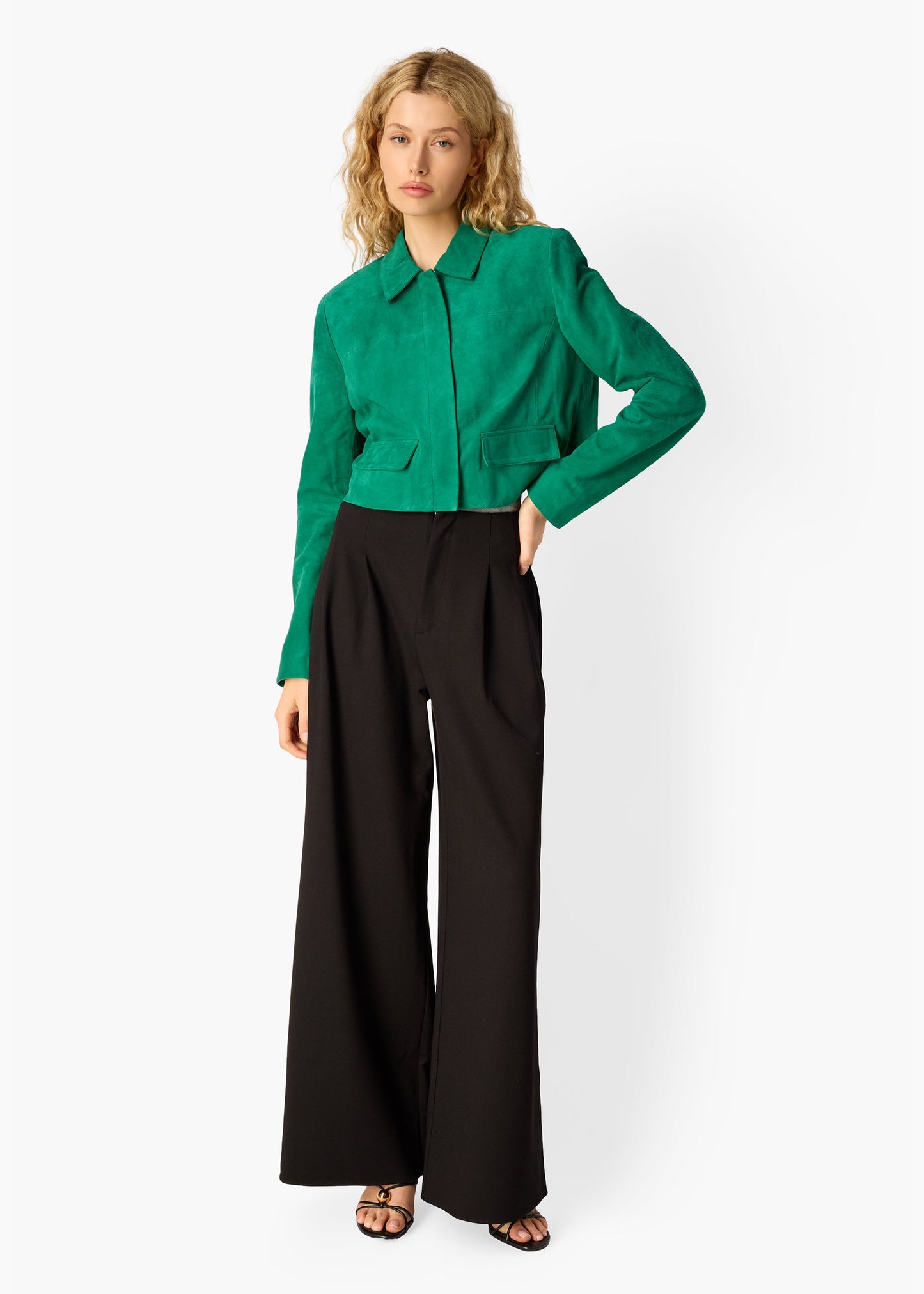 Veste courte en daim Sullivan Verdant