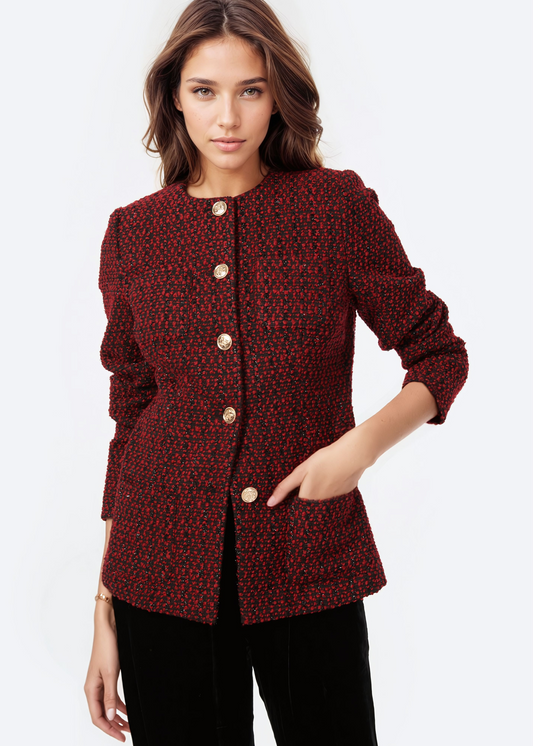 Veste en tweed métallisé Wrenley en tweed rouge