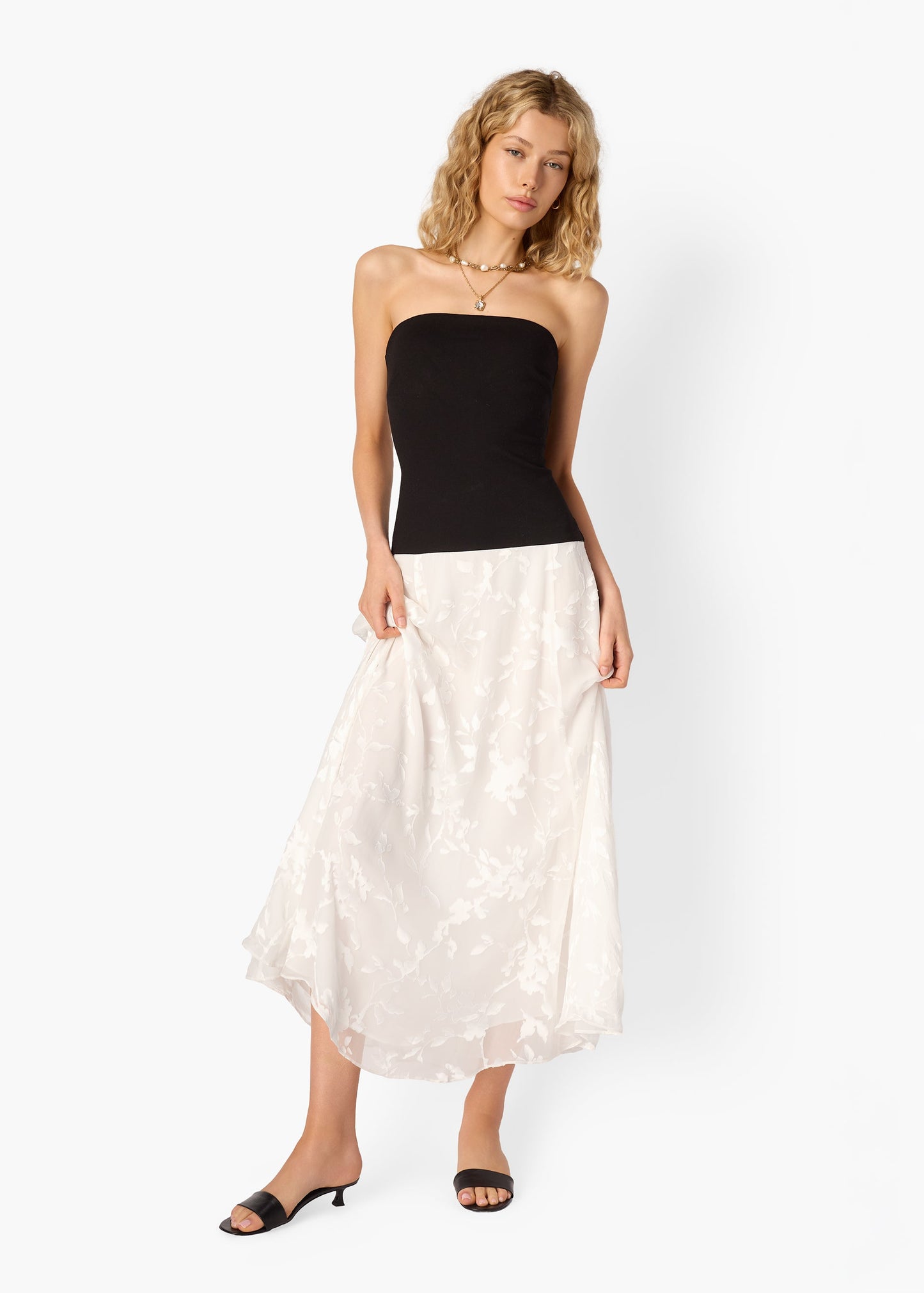 Robe bustier Almira Noir/Macadamia