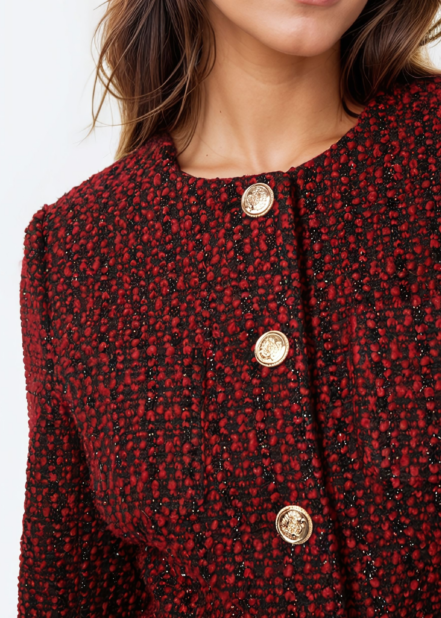 Veste en tweed métallisé Wrenley en tweed rouge