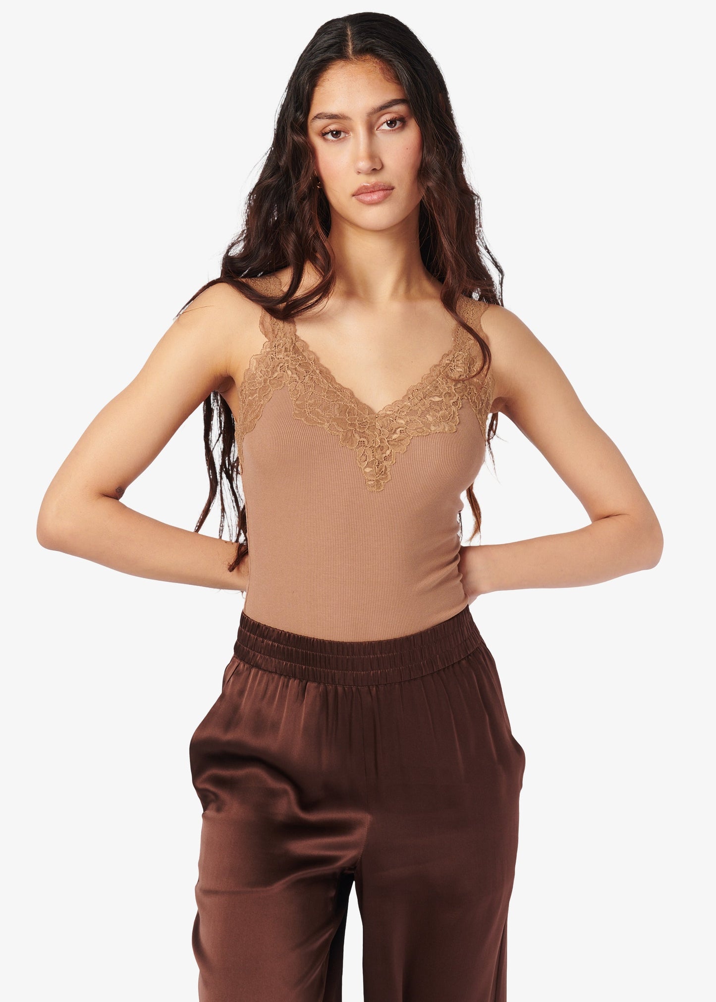 Débardeur en tricot côtelé Lani caramel