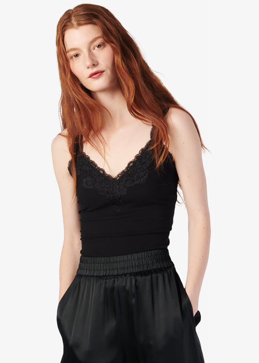 Débardeur en tricot côtelé Lani noir
