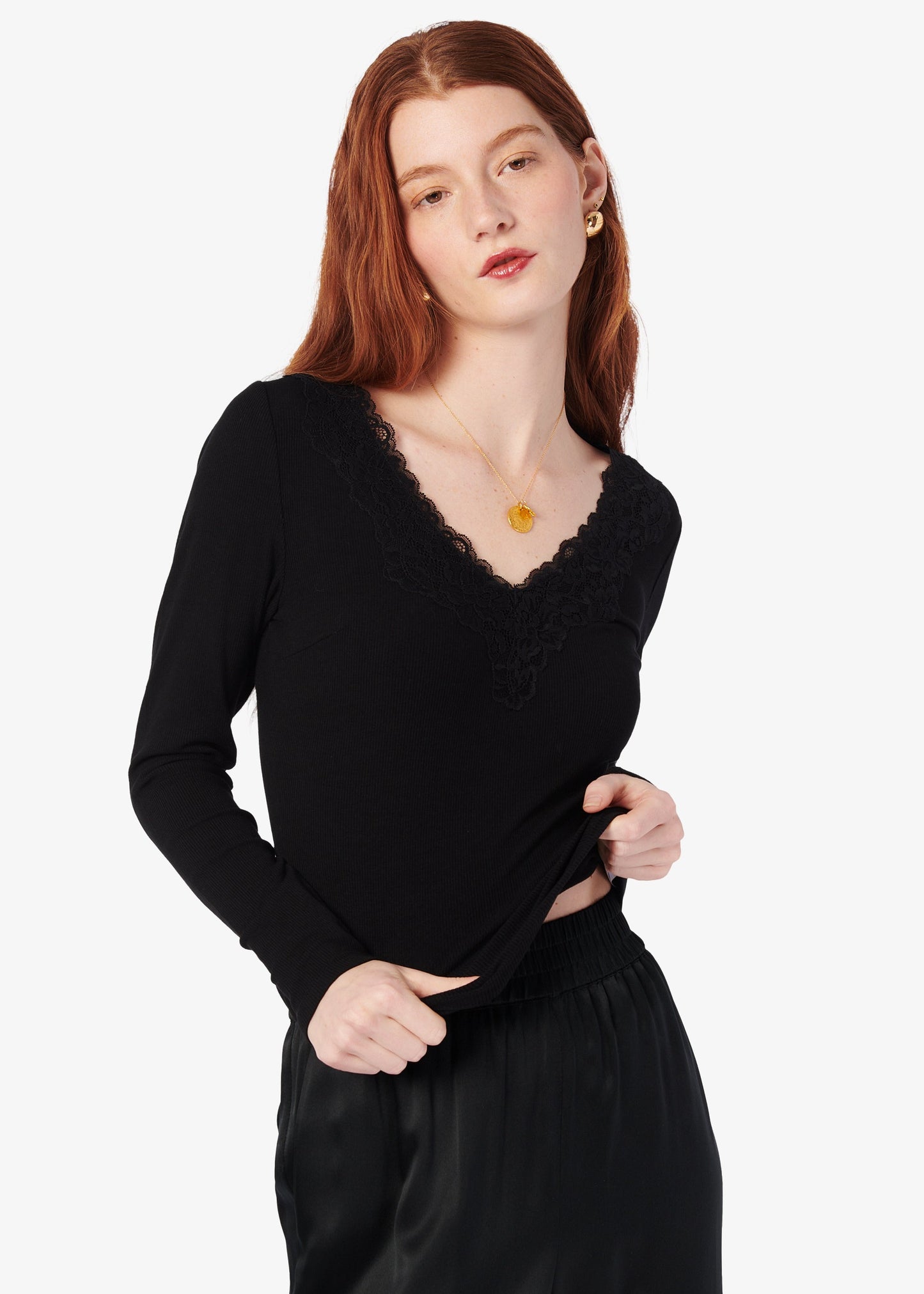 Haut en tricot côtelé Rooney noir