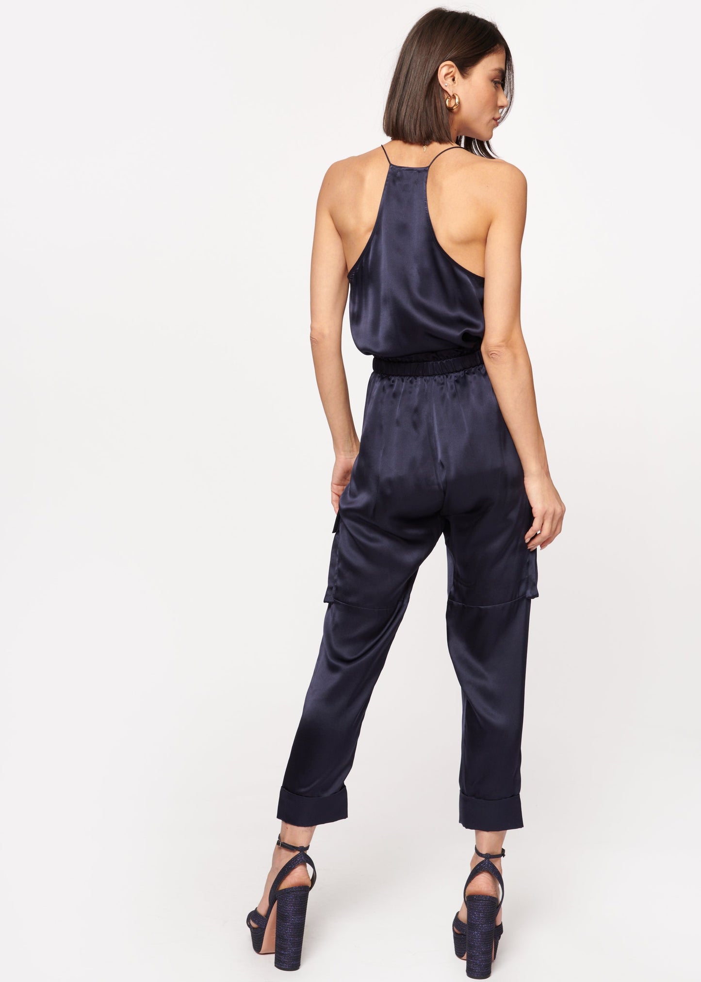 Camisole Racer Charmeuse Bleu Marine
