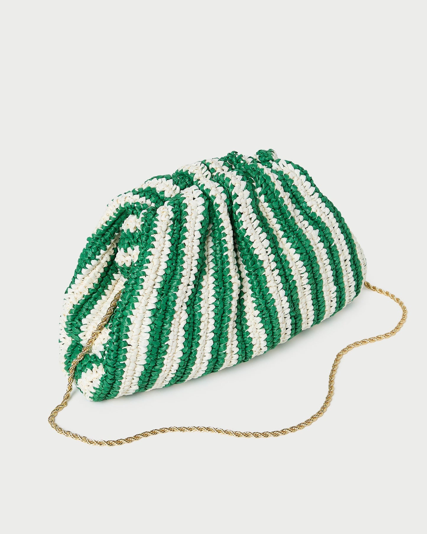 Pochette dôme à rayures blanches et vertes Bailey