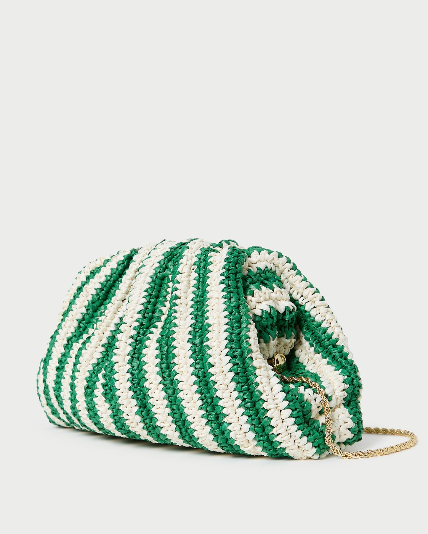Pochette dôme à rayures blanches et vertes Bailey