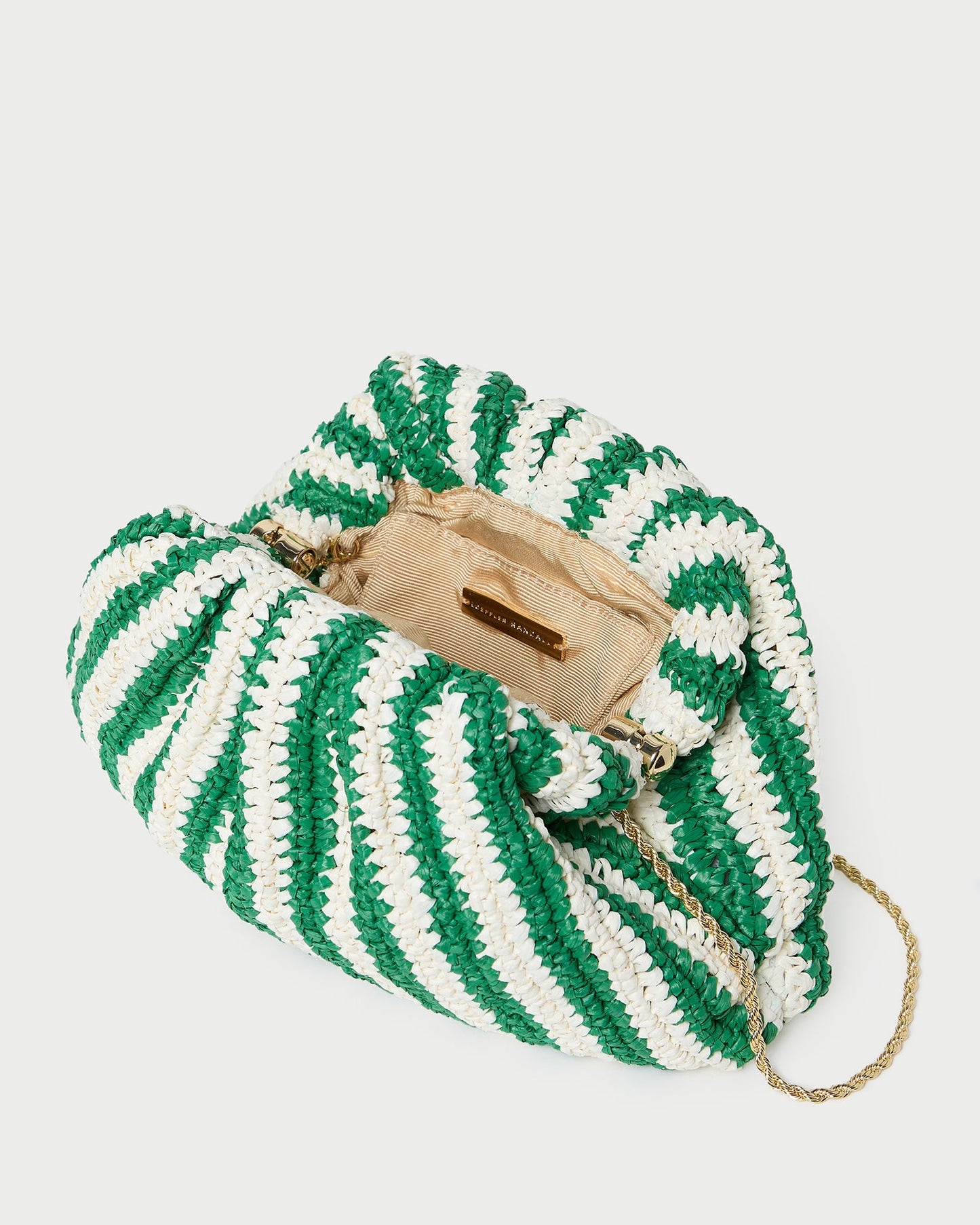 Pochette dôme à rayures blanches et vertes Bailey