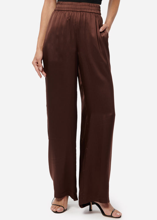 Pantalon en soie Bleecker Chocolat