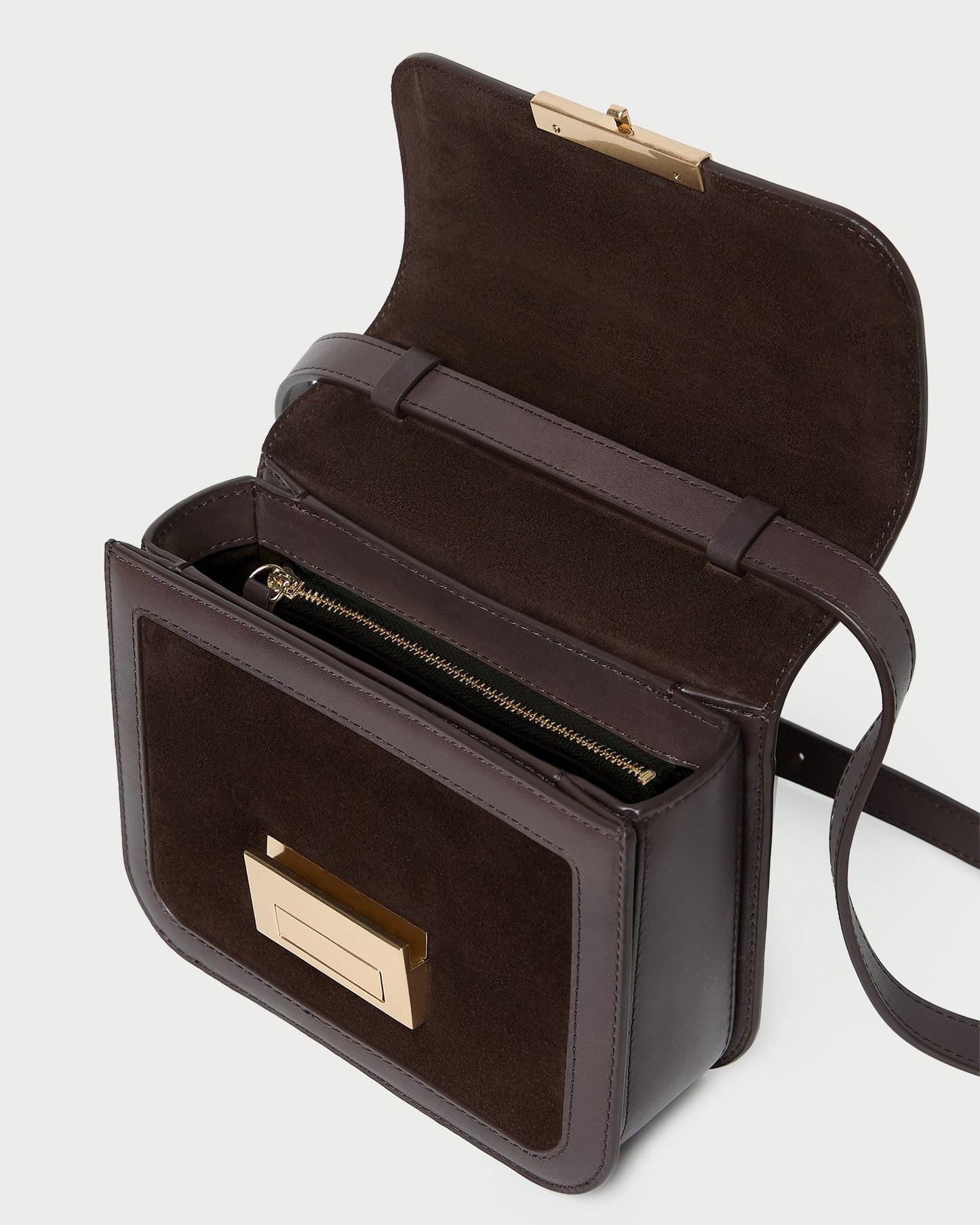 Sac bandoulière en daim marron Desi