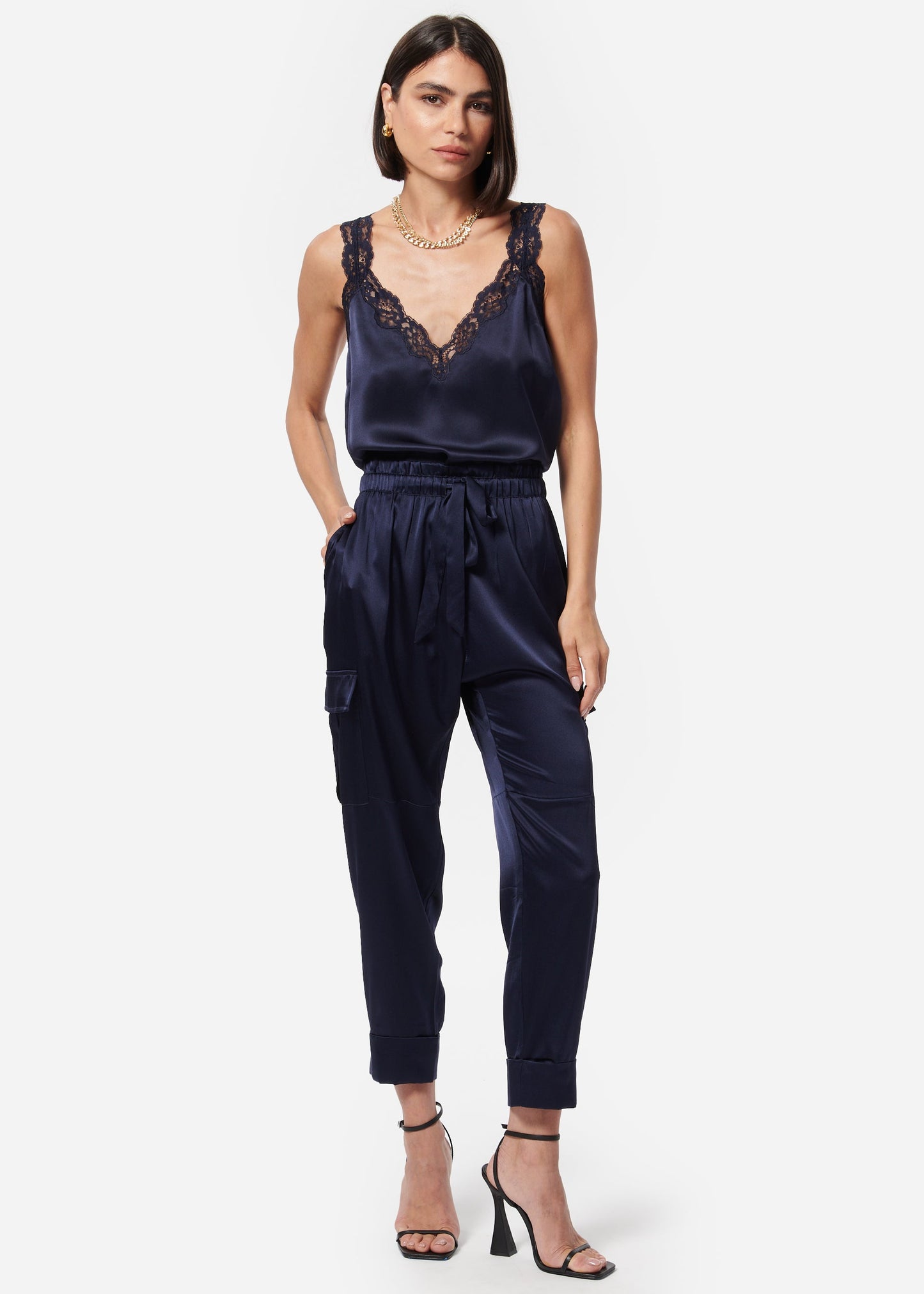 Pantalon cargo Carmen bleu marine
