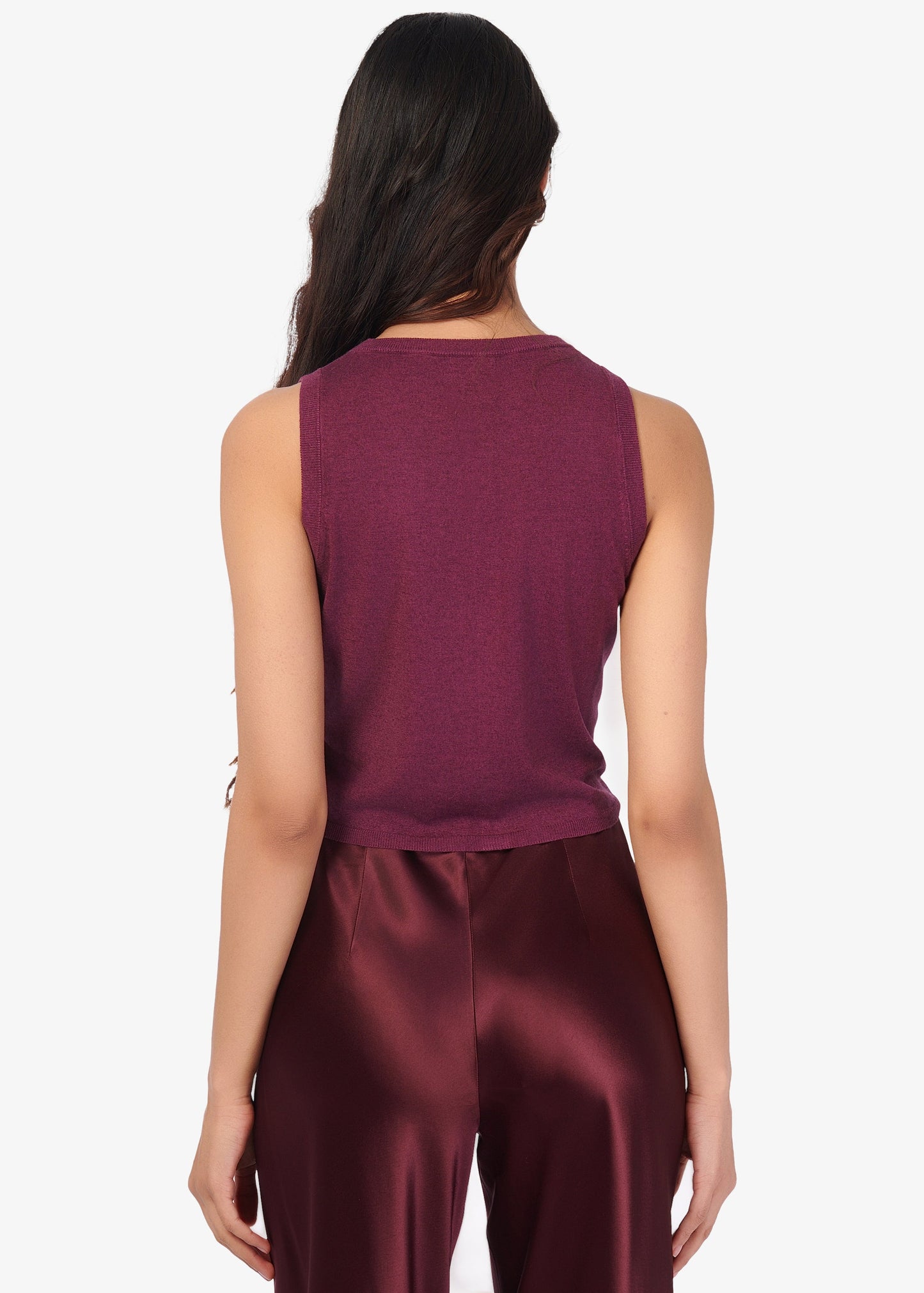 Gilet pull en soie et cachemire Dia Mûre
