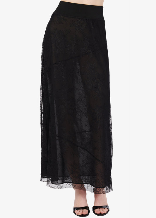 Jupe en dentelle transparente Eudora noire