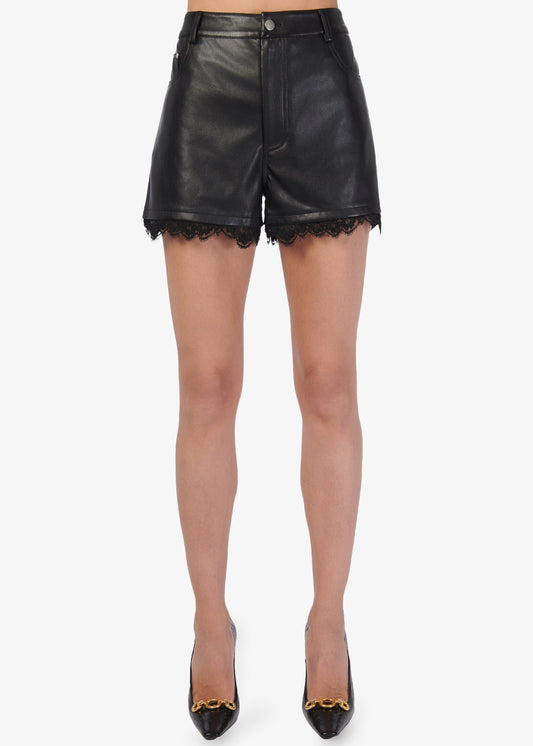 Short Renee en cuir végétalien noir
