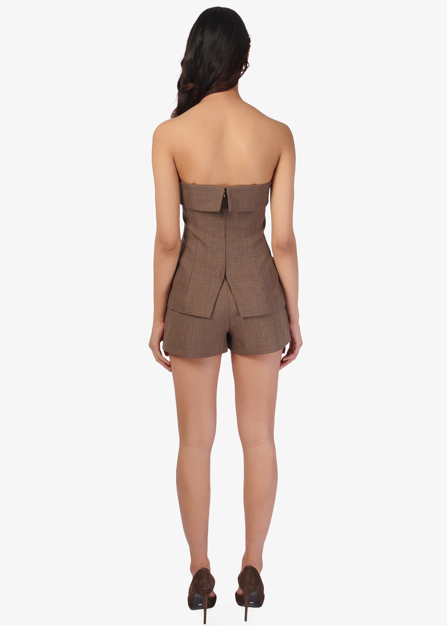 Haut bustier London à carreaux fauves
