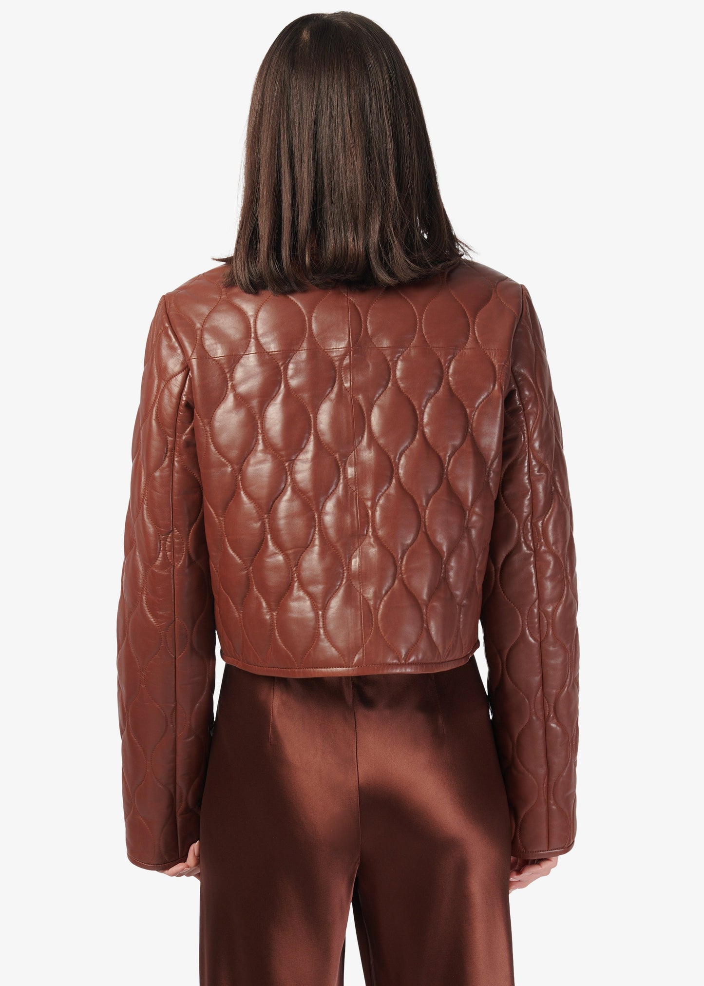 Veste en cuir véritable Wanda Mousse
