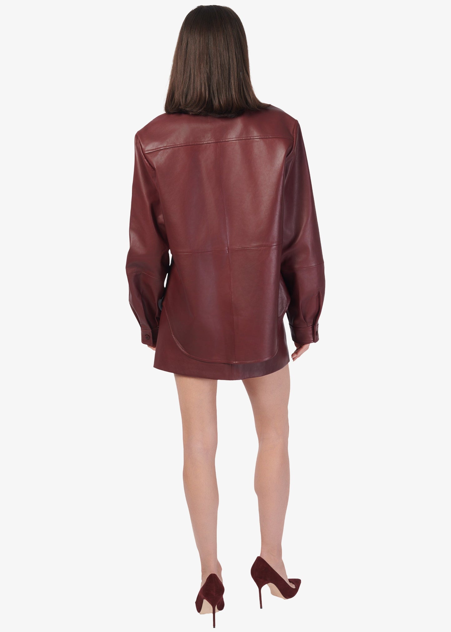 Veste chemise en cuir véritable Wendell Syrah