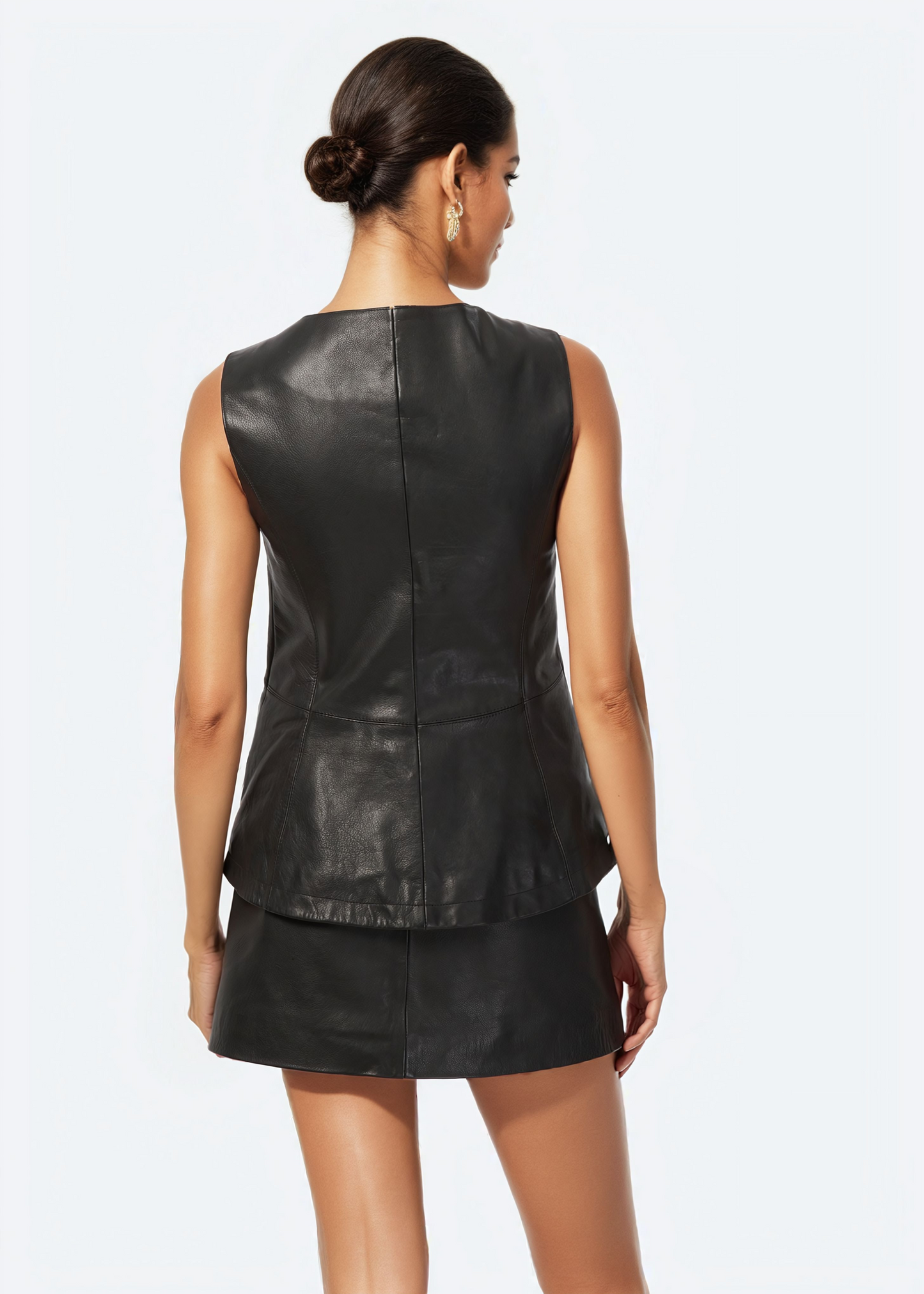 Gilet en cuir véritable Yelan noir