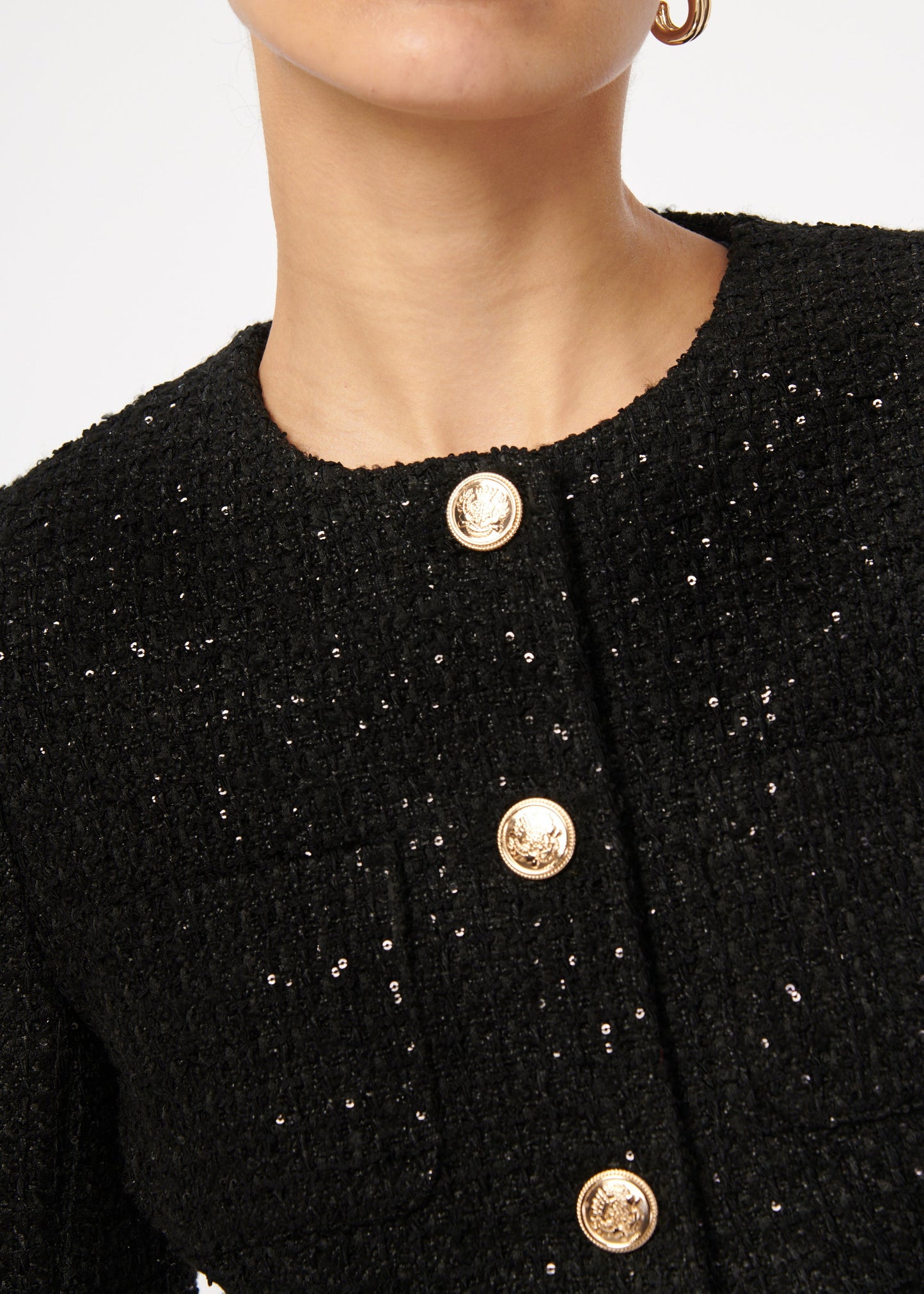 Blazer en tweed à sequins Wrenley noir