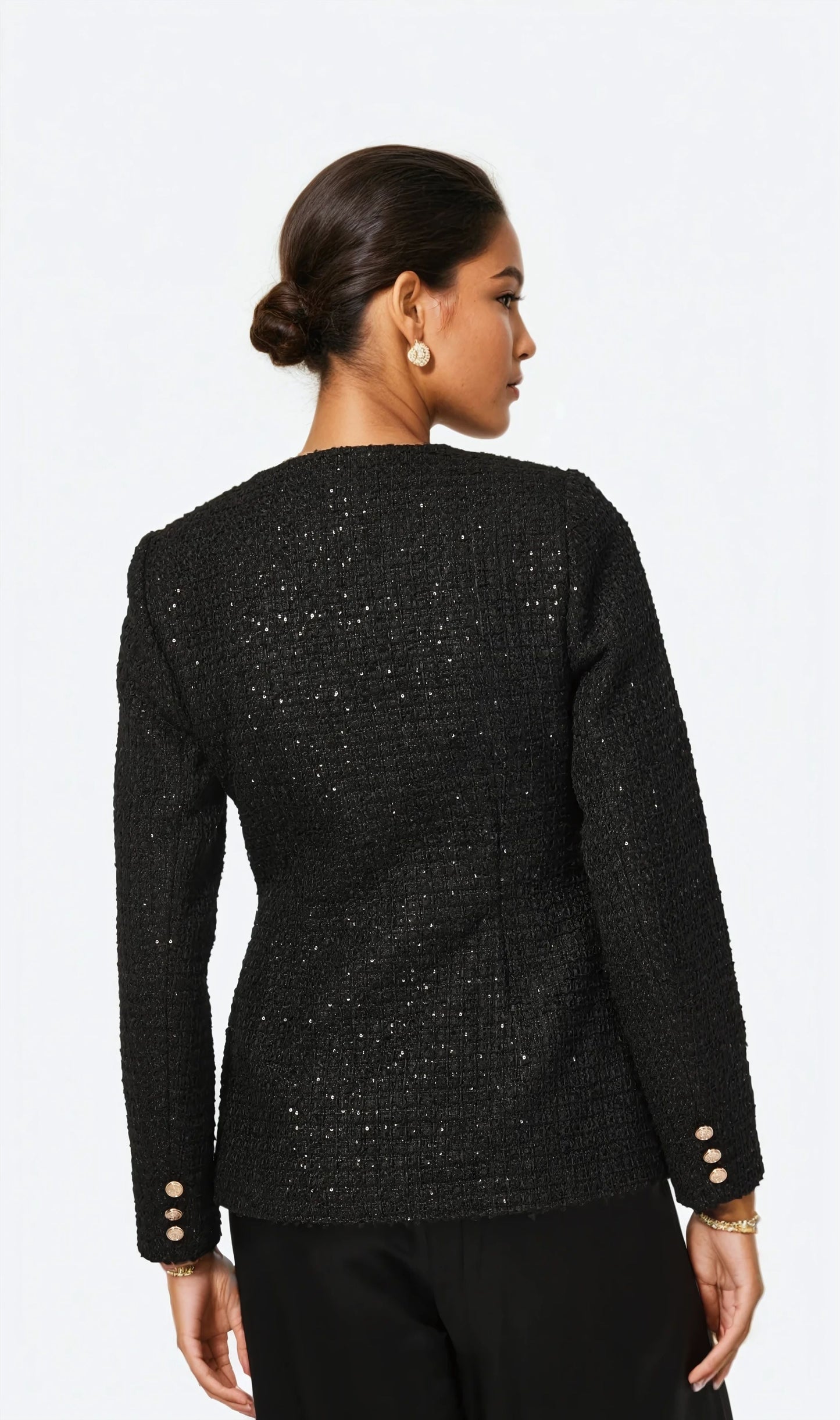 Blazer en tweed à sequins Wrenley noir