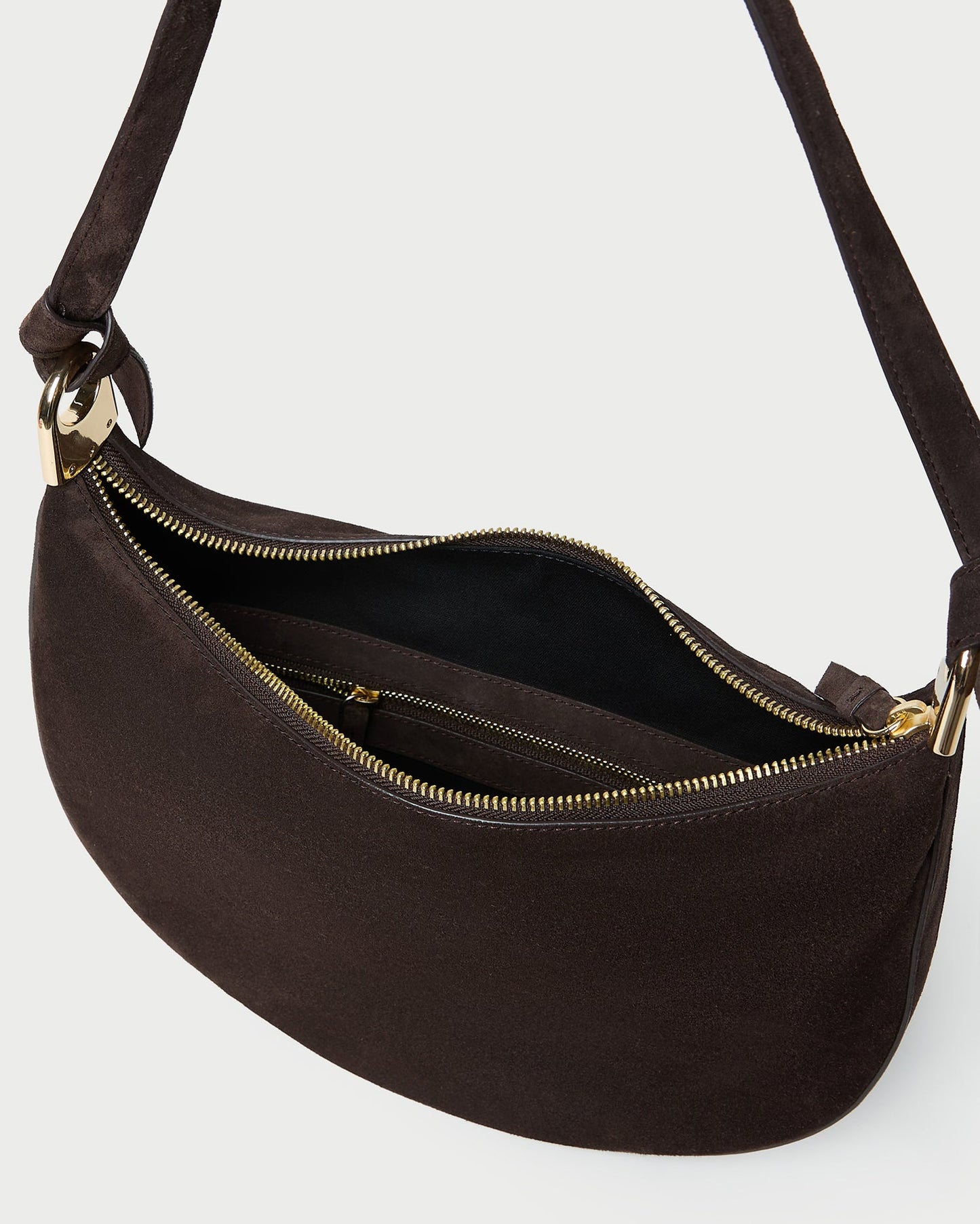 Sac à bandoulière en daim marron Harlow