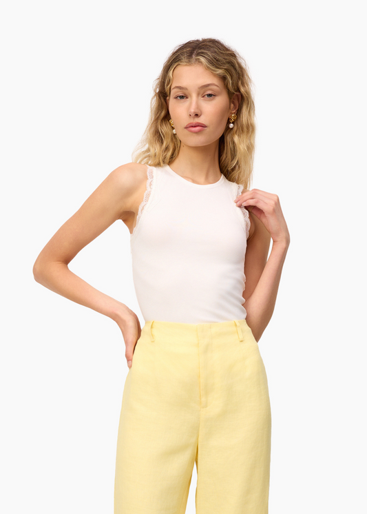Débardeur en tricot côtelé Rian blanc