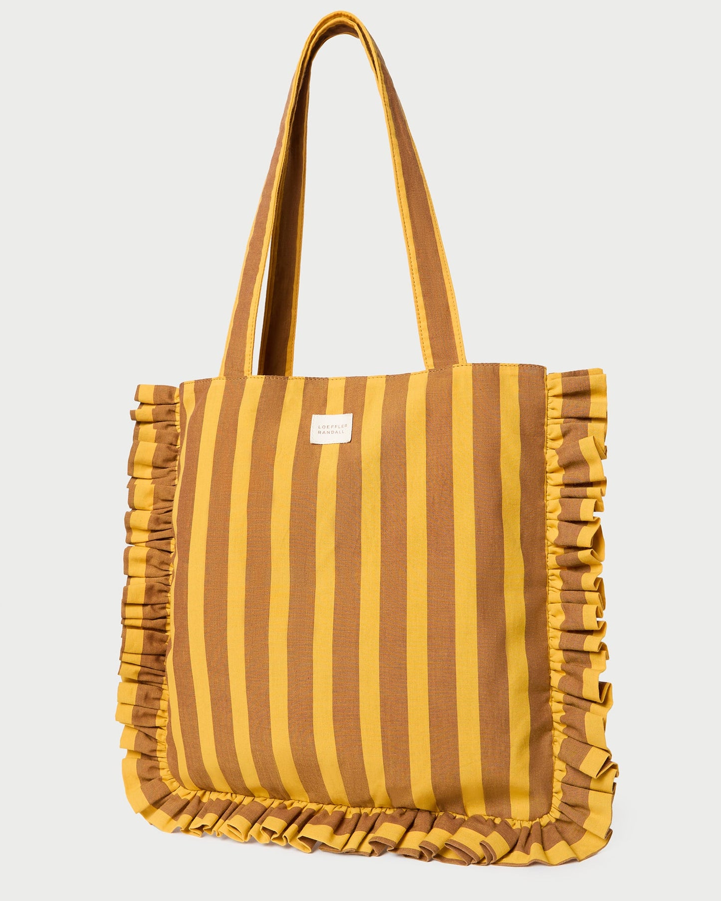 Sac fourre-tout Justine à rayures marron/jaune