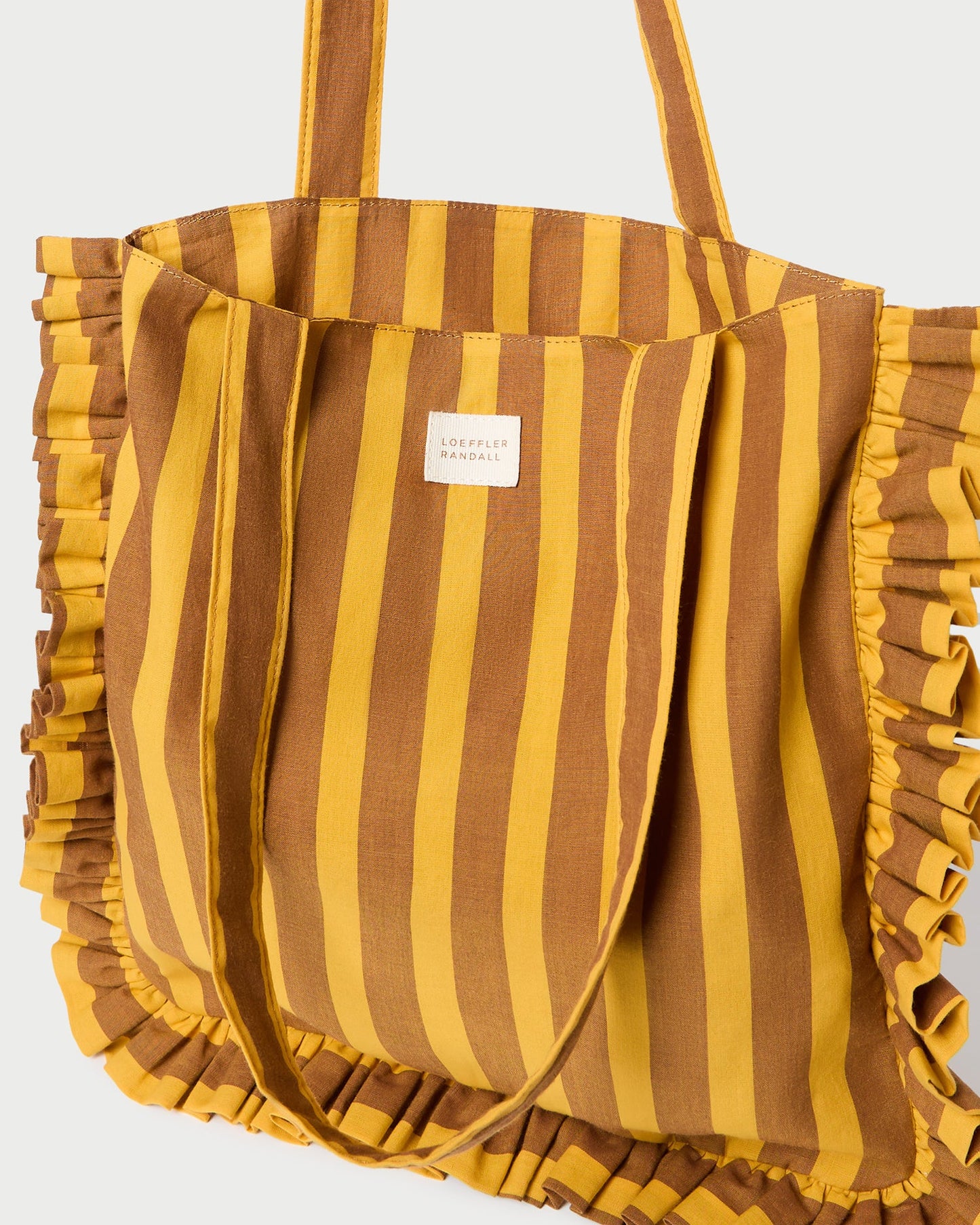 Sac fourre-tout Justine à rayures marron/jaune