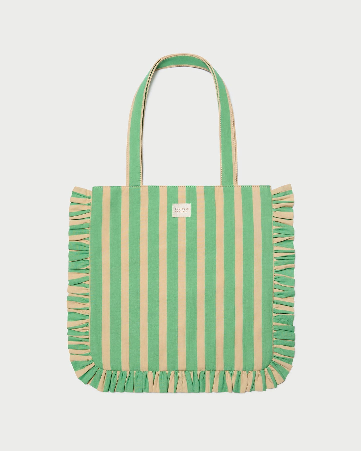 Sac fourre-tout Justine à rayures vertes et beiges