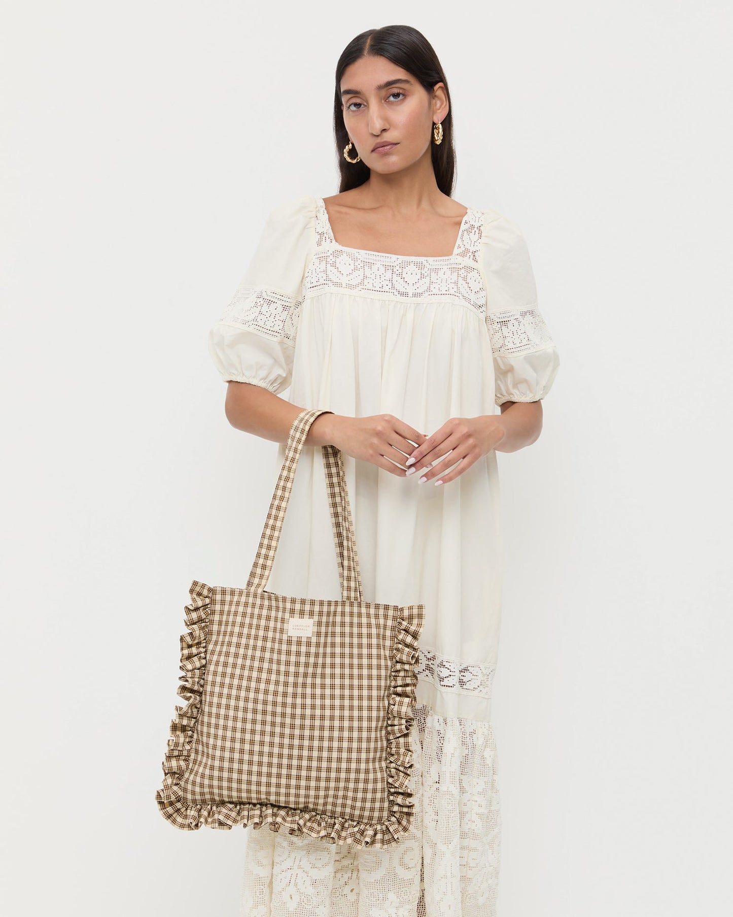Sac fourre-tout à volants et carreaux Justine Butter