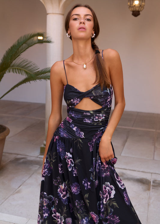 Robe longue en maille Tashi Dark & Stormy