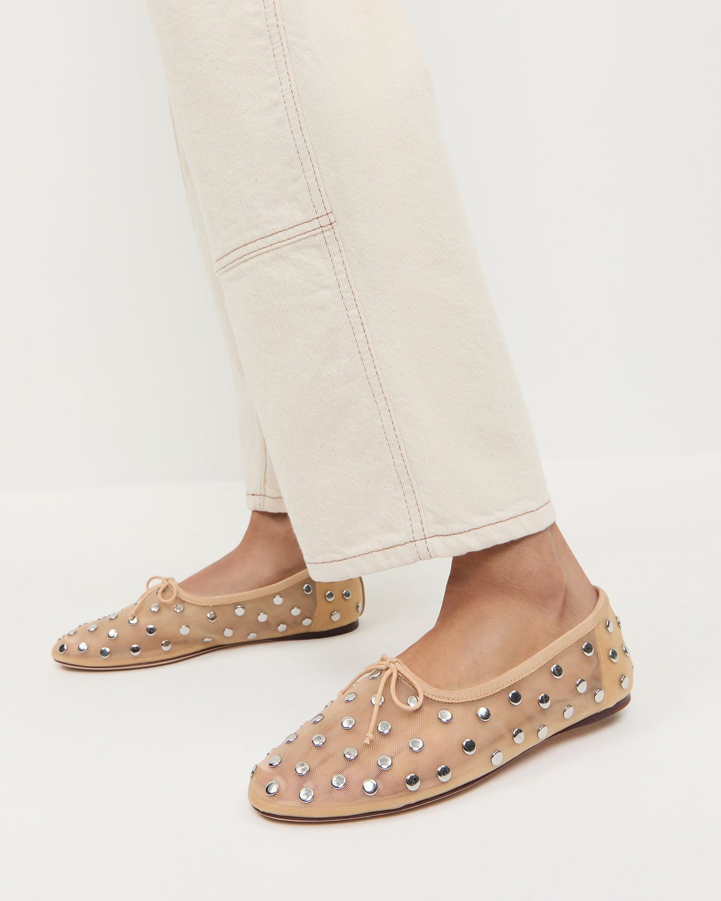 Ballerines Landon en maille caramel/argent