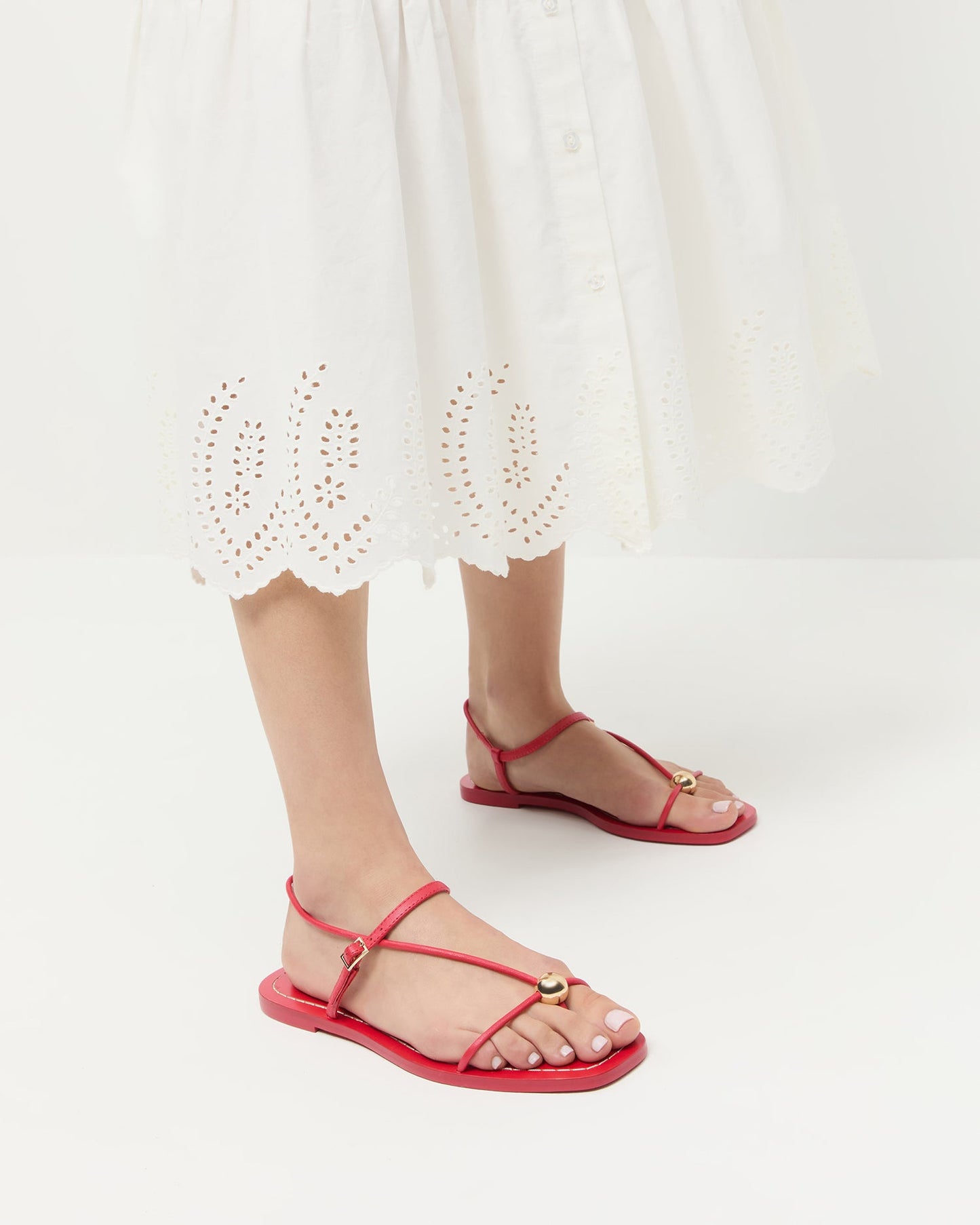 Sandale en cuir rouge Lara